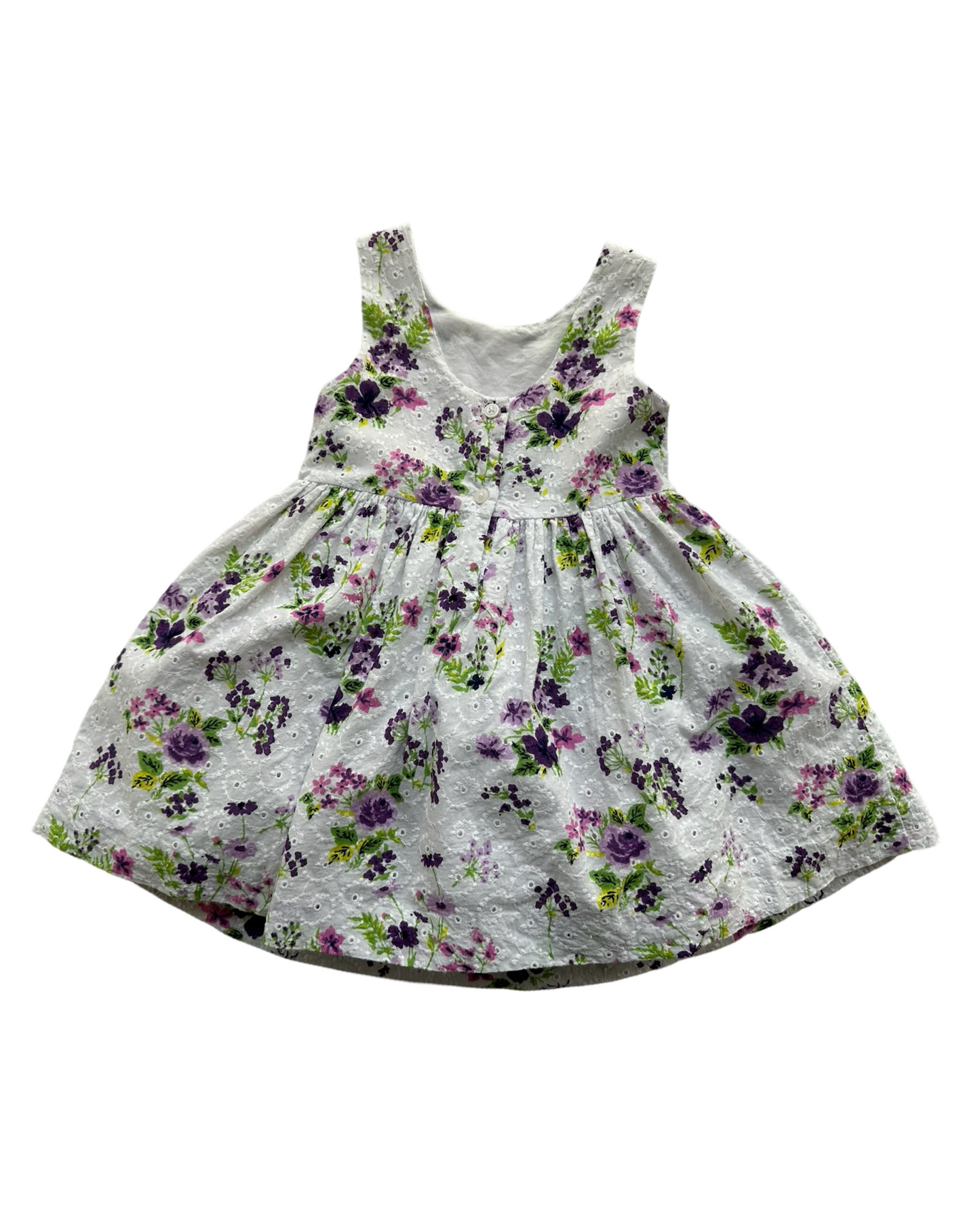12M-18M Baby Girl Janie & Jack Embroidered Floral Sleeveless Eyelets Dress