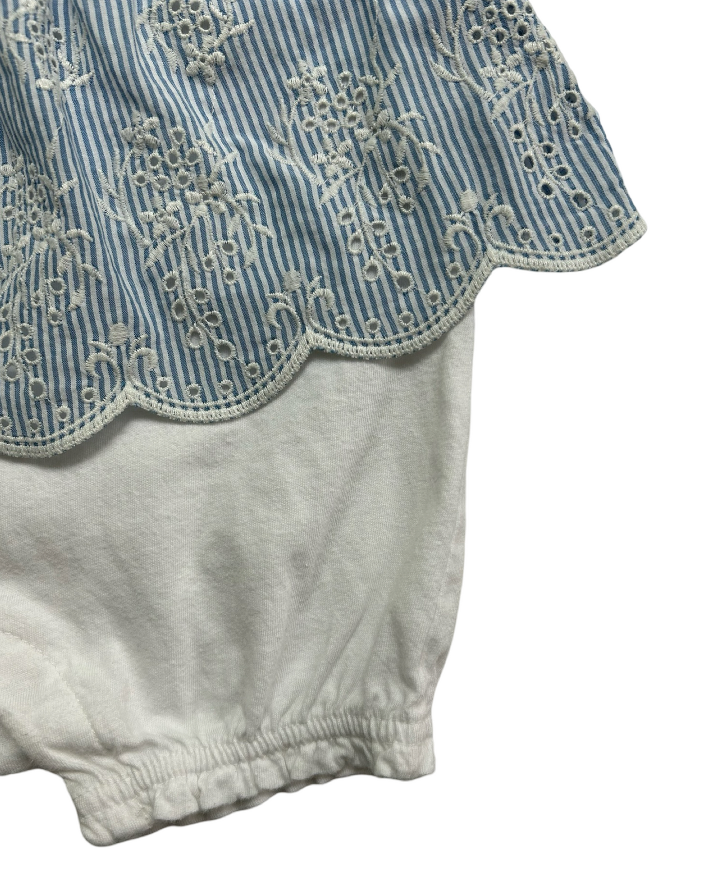 3-6M Baby Girl Baby Gap Blue and White Striped Romper
