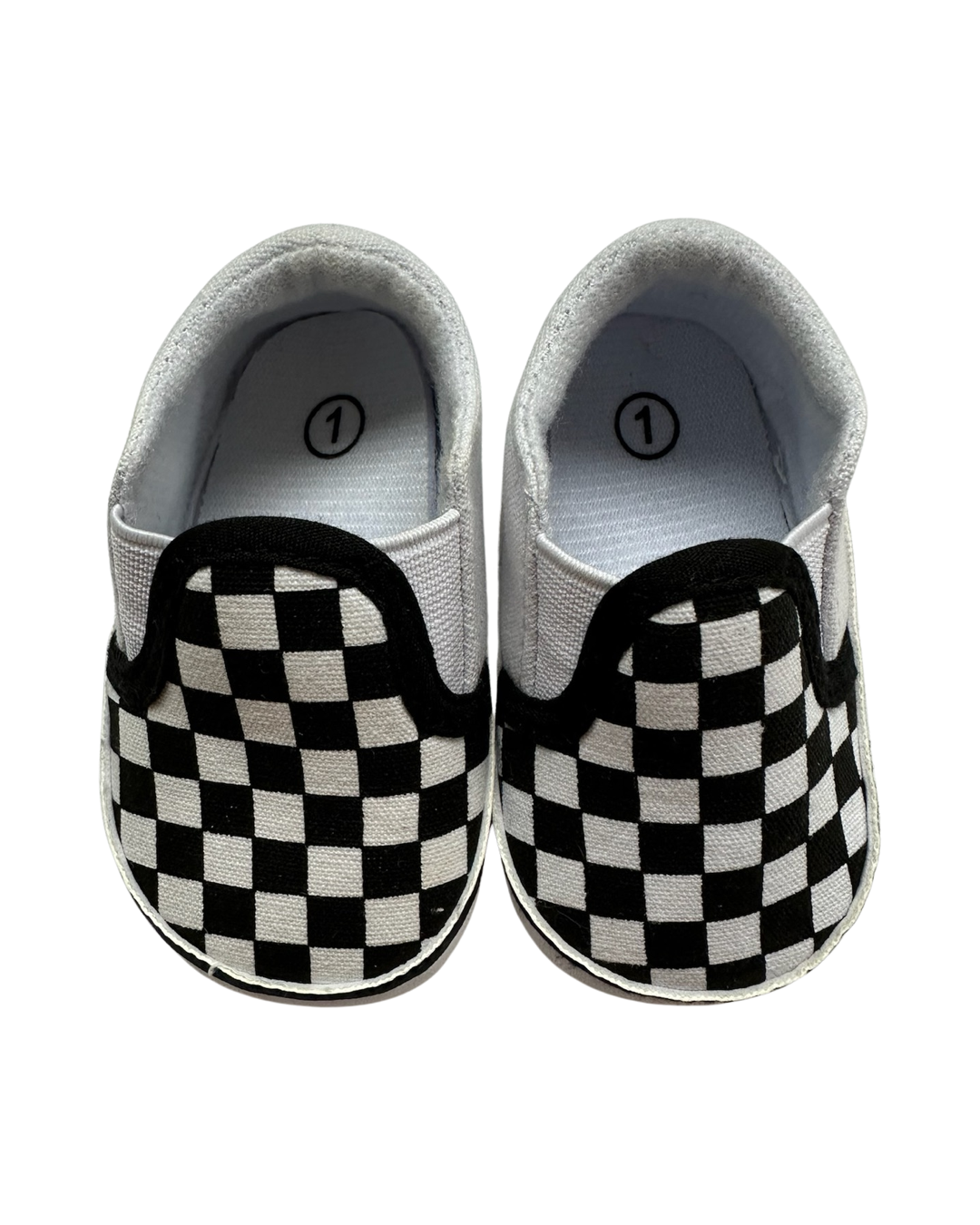 Baby Boy / Girl Black / White Checkered SlipOn Faux Vans Size 1C