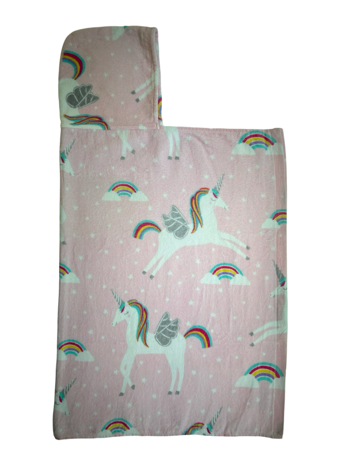 C&C California Kids Bath Beach Towel Hooded Unicorn 🦄 Rainbow 🌈 Pink 23” x 34” / NWT.
