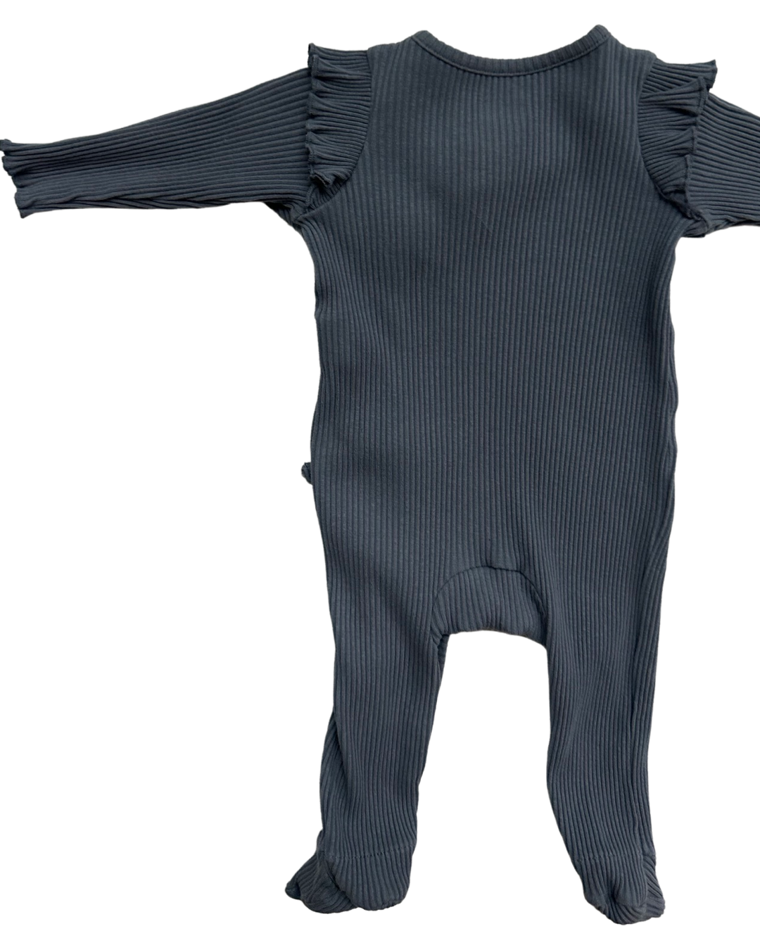 0-3M Baby Girl Mud Pie Blue Gray Ribbed Sleeper