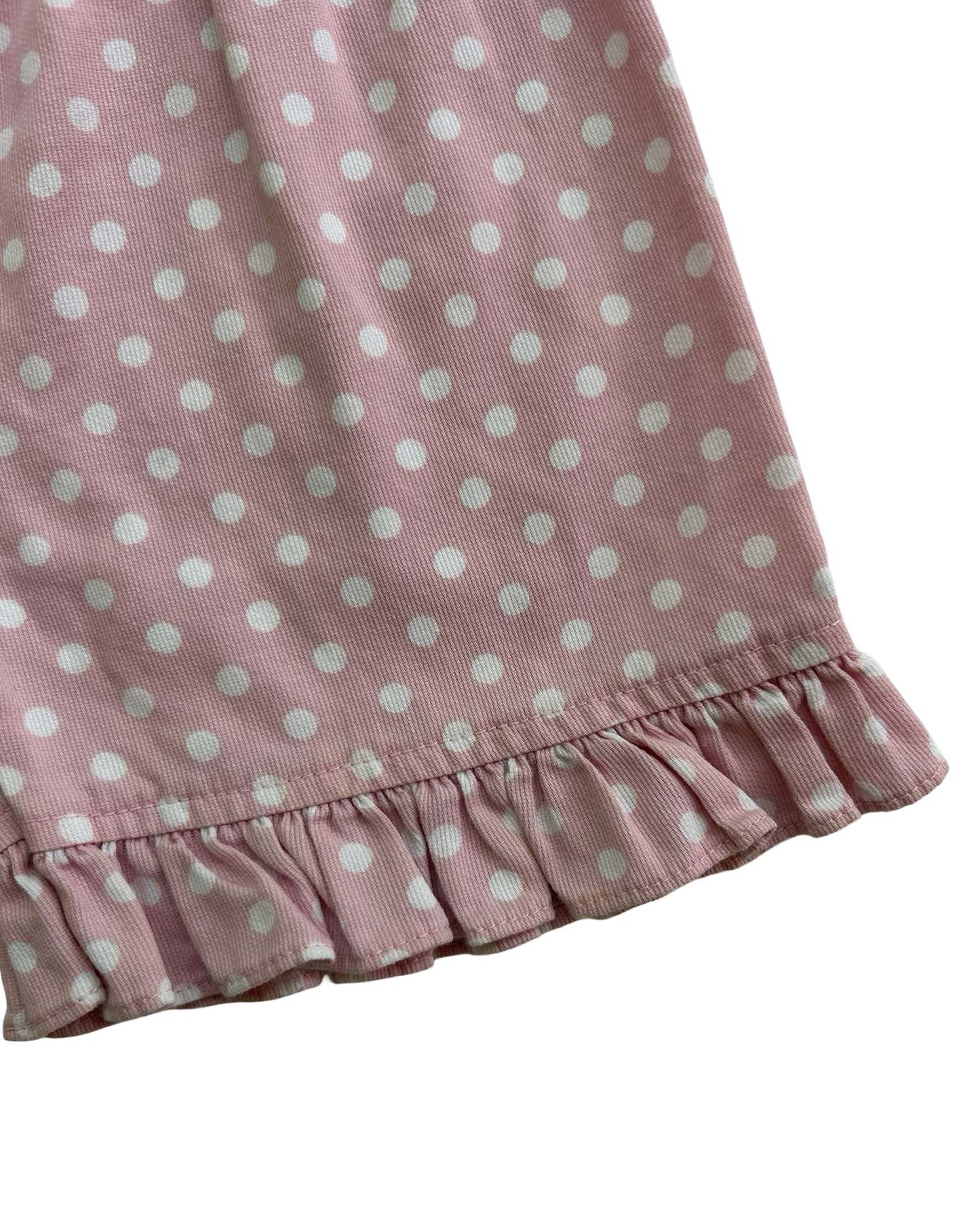 4T Toddlers Girls Boutique Pink Knit Polka Dot Short With Ruffle.