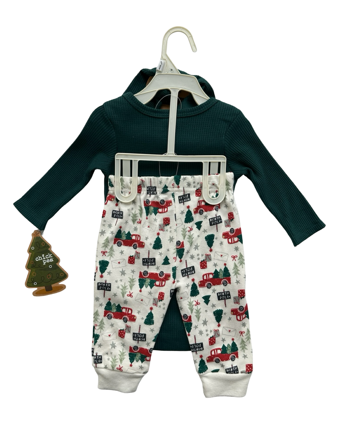0-3M New Born Baby Boy ChickPea My First Christmas 3 Pieces Set Pajama NWT.
