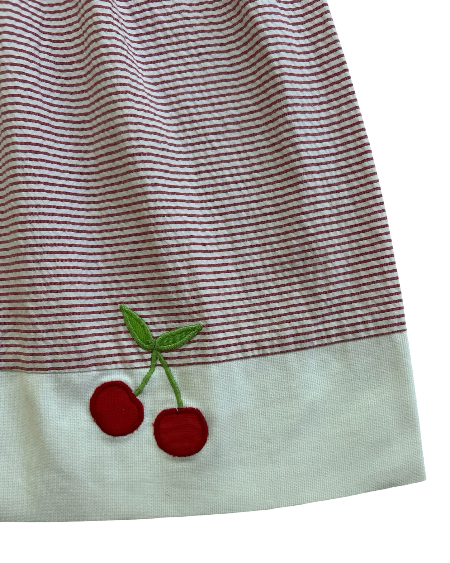 4T Toddlers Girls Frances Johnston For Simi Striped Dress Whit Cherry Motif On Bodice And Gathered Skirt,