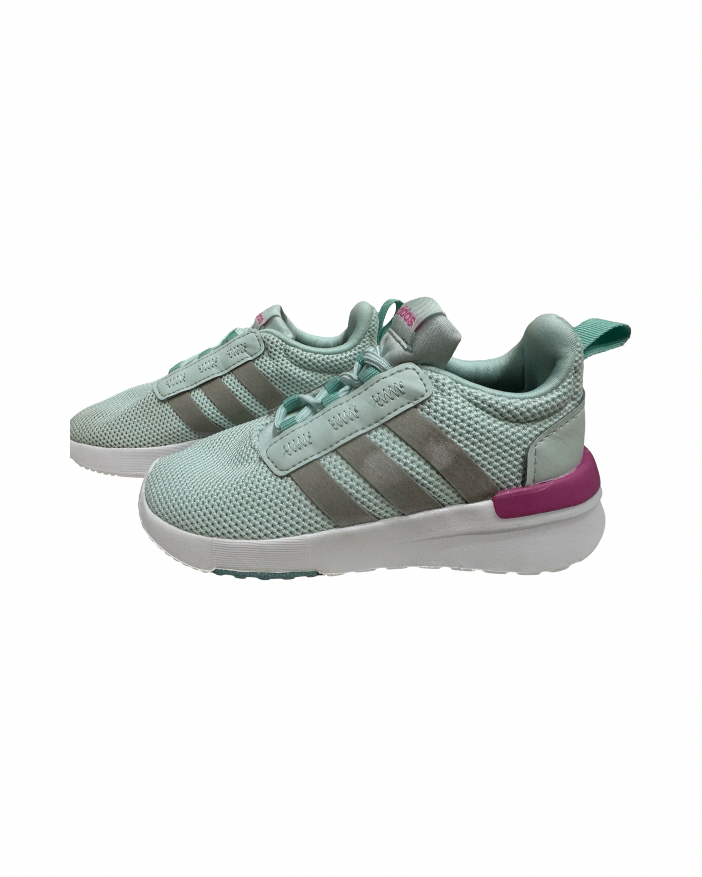 9C Toddler Girl ADIDAS RACER TR21 Aqua Elastic Lace Sneakers Shoes