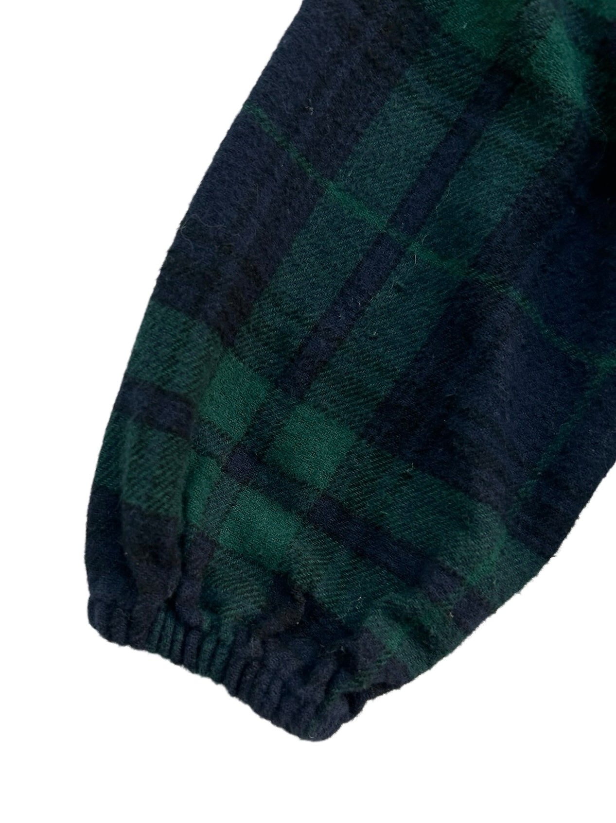 6M-12M Baby Girl Old Navy Green / Blue Plaid Christmas Flannel Bubble Romper One Piece