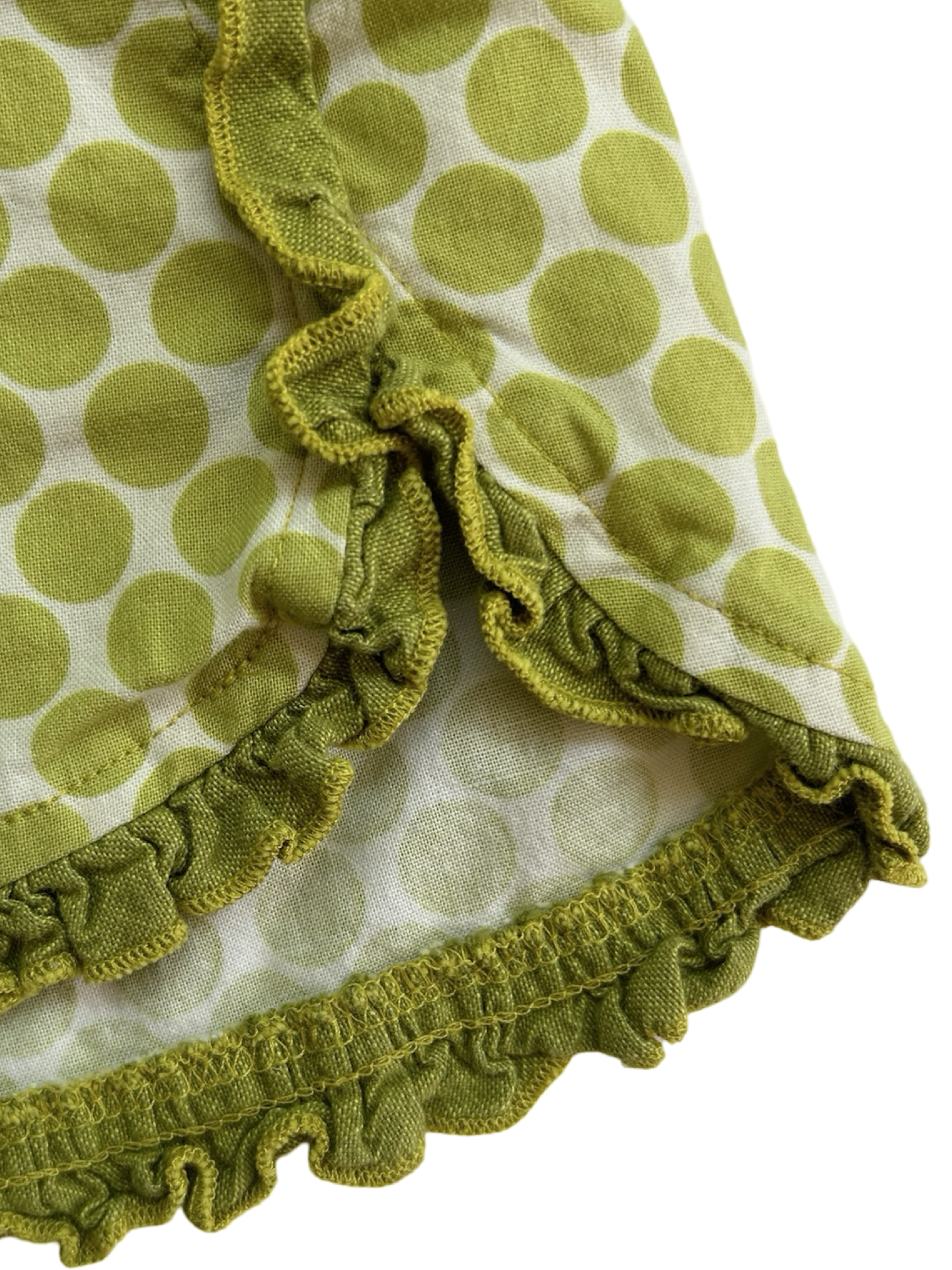 5T Toddler Girl Persnickety Tillie Green Polka Dot Ruffled Shorts
