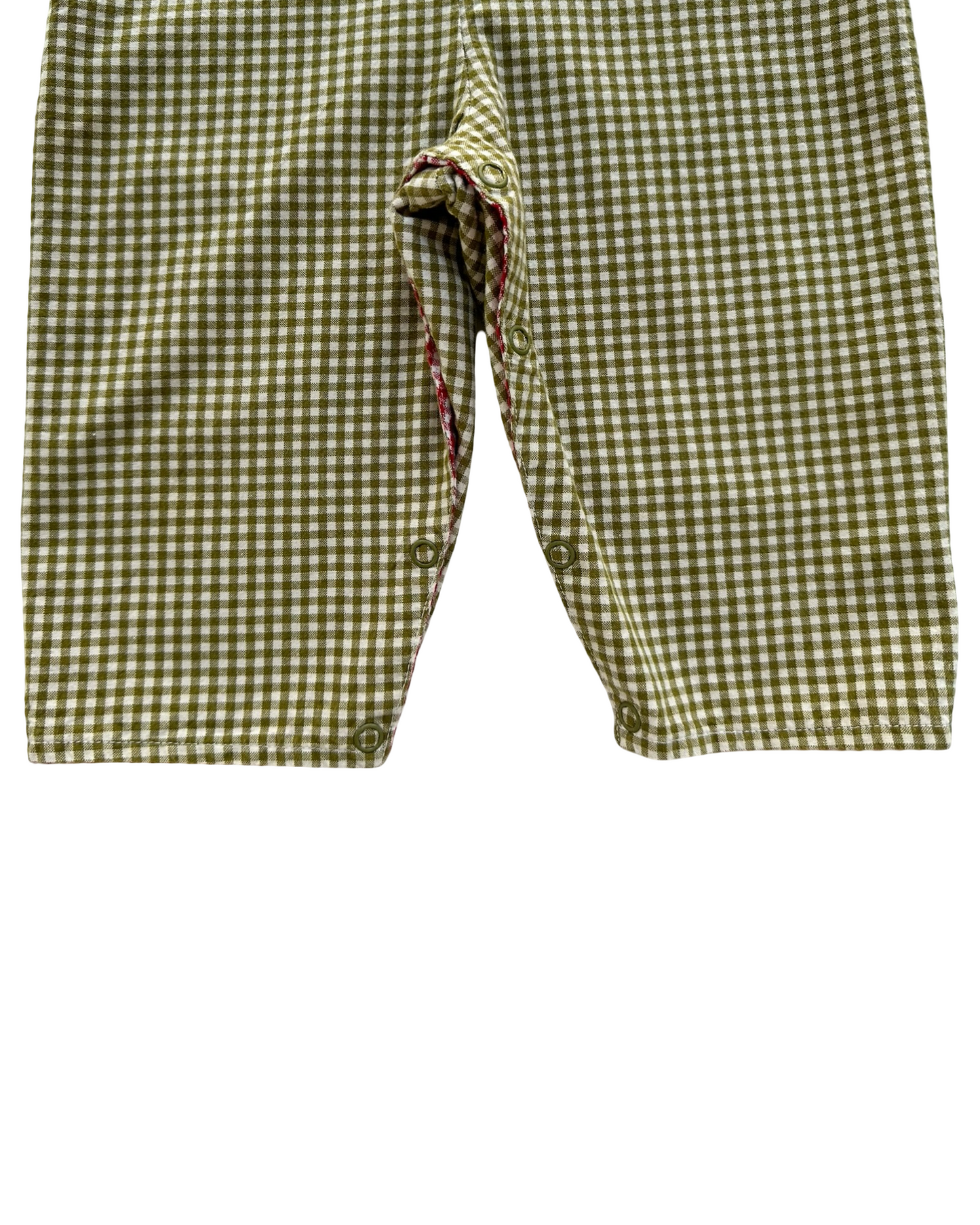 12M Baby Boys The Bailey Boys Gingham Patterned Overall-Romper Reversible Appliqués Camel 🐫 Reverse To Farm Car. One Piece.