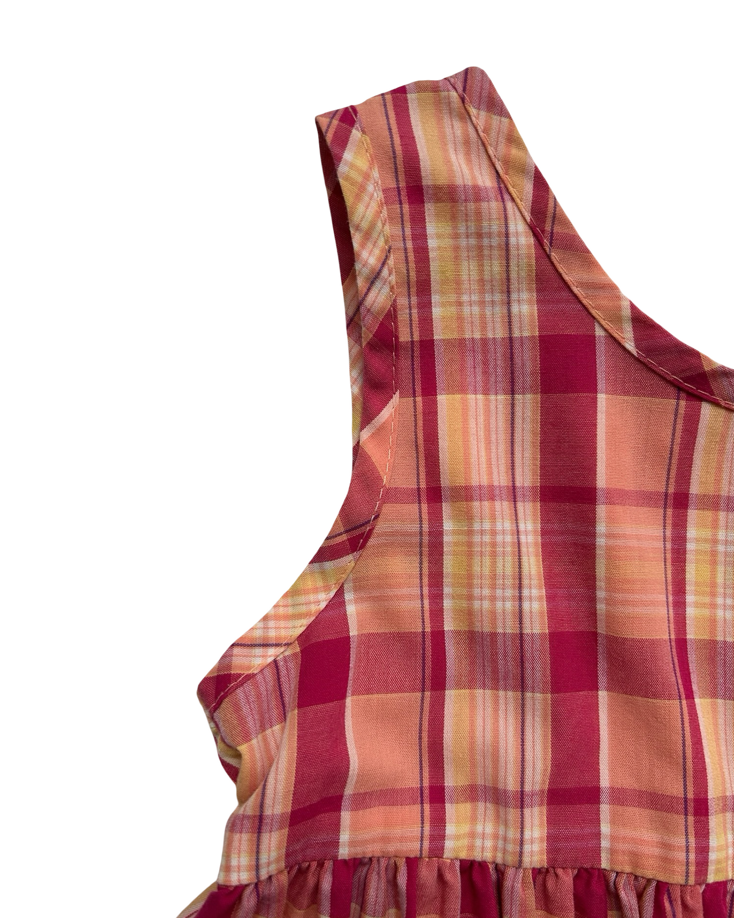 4T Toddler Girls Thomas Vintage Sleeveless Orange Checkered Dress.