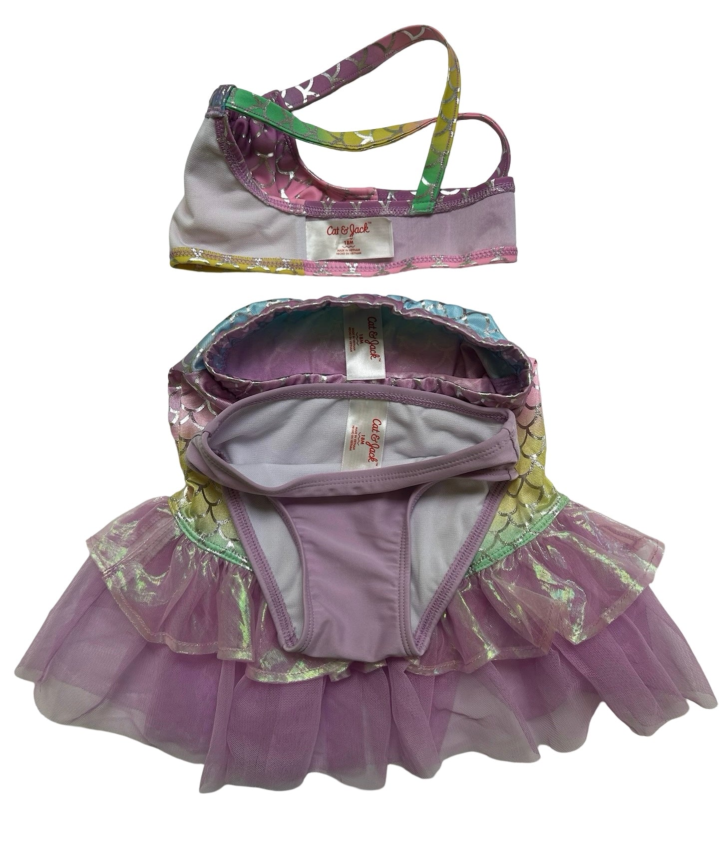 18M Baby Girl Cat & Jack Adorable Mermaid Swim Set 3 Pieces.