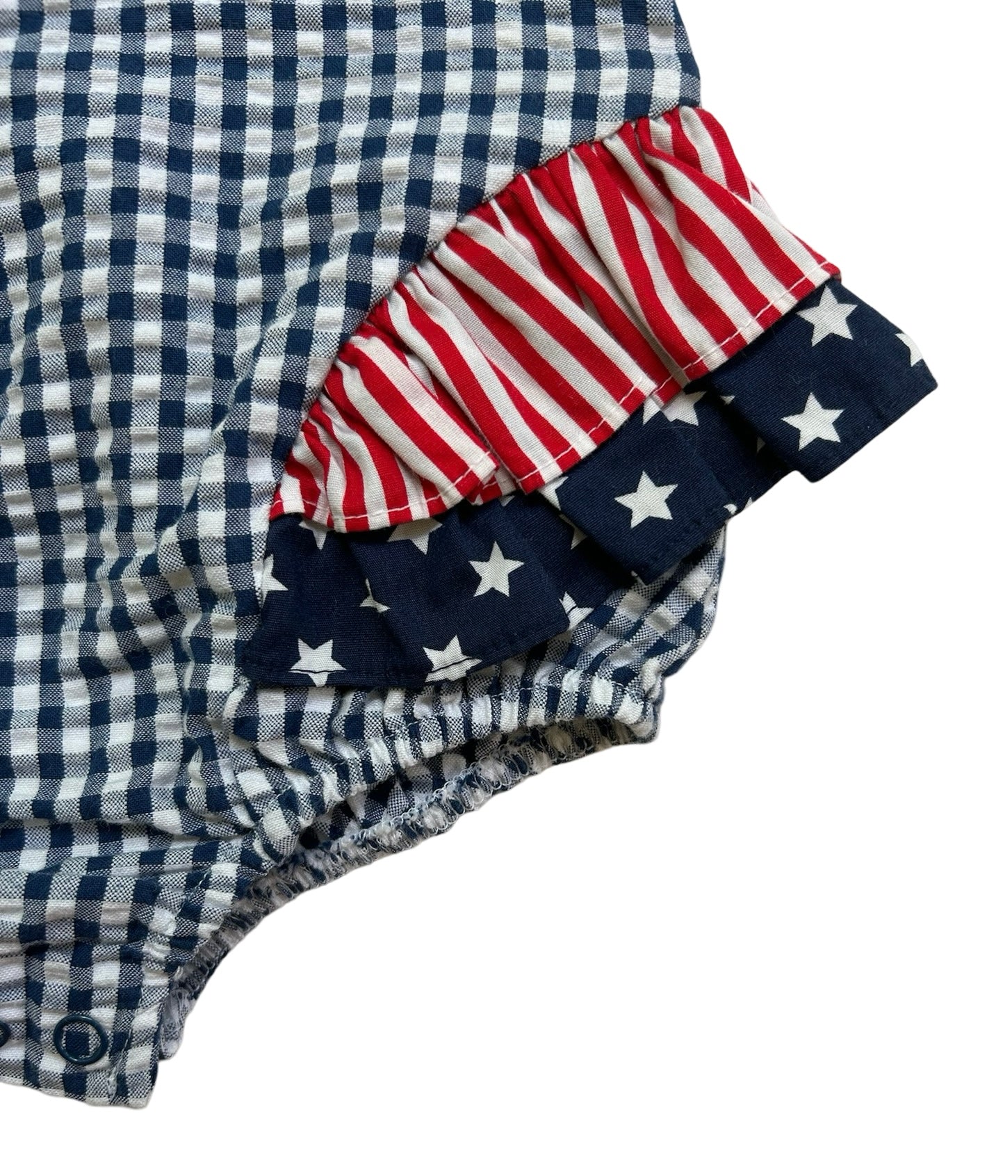 0-3M Baby Girl Bonnie Baby Gingham Patriotic Bubble Romper