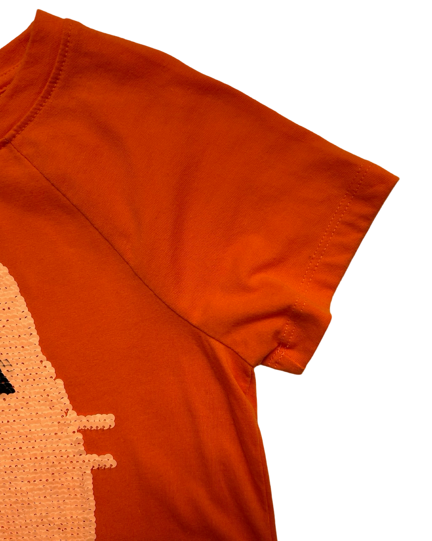 M 7/8 Youth Girls Cat & Jack Halloween Ghost Cat Sequin Top.