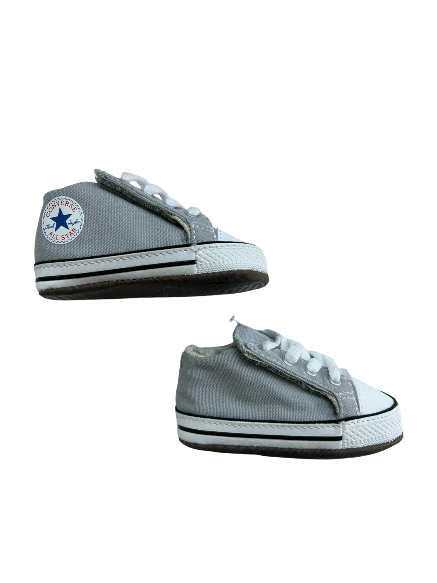 2C Baby Boy / Girl Gray Converse Soft Sole Cribster Mid Shoes Sneakers