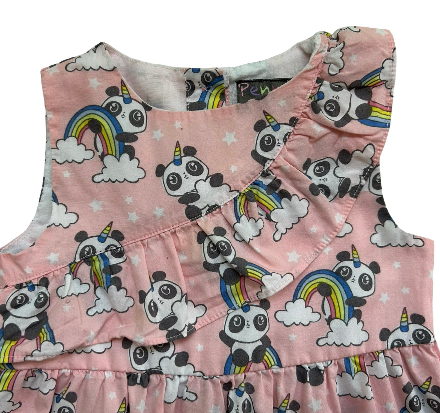 2T Toddler Girls Penny M Sleeveless Panda / Rainbow Dress.