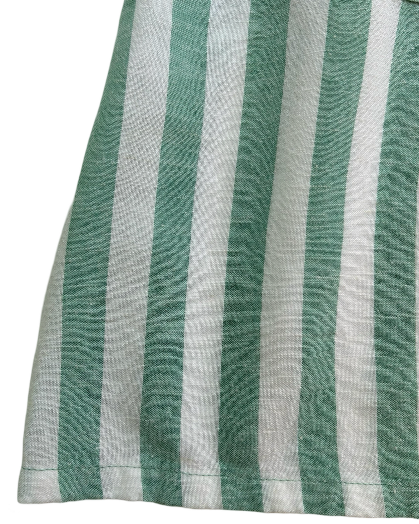 4T Toddler Girl Old Navy Button Front Aqua Striped Linen Dress W/ Pockets