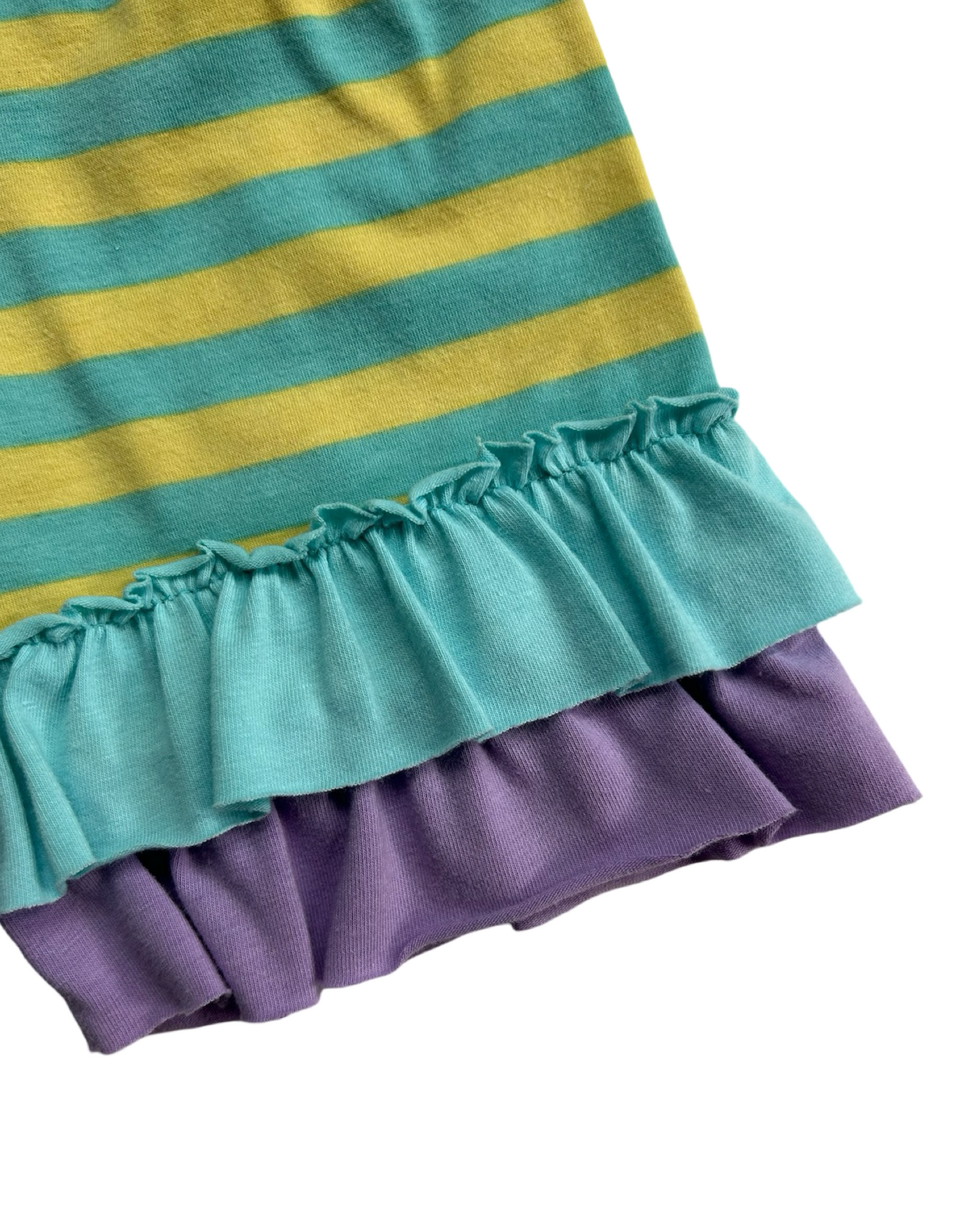 12M-18M Baby Girl Boutique Icing Ruffle Shorts Aqua & Yellow Stripe