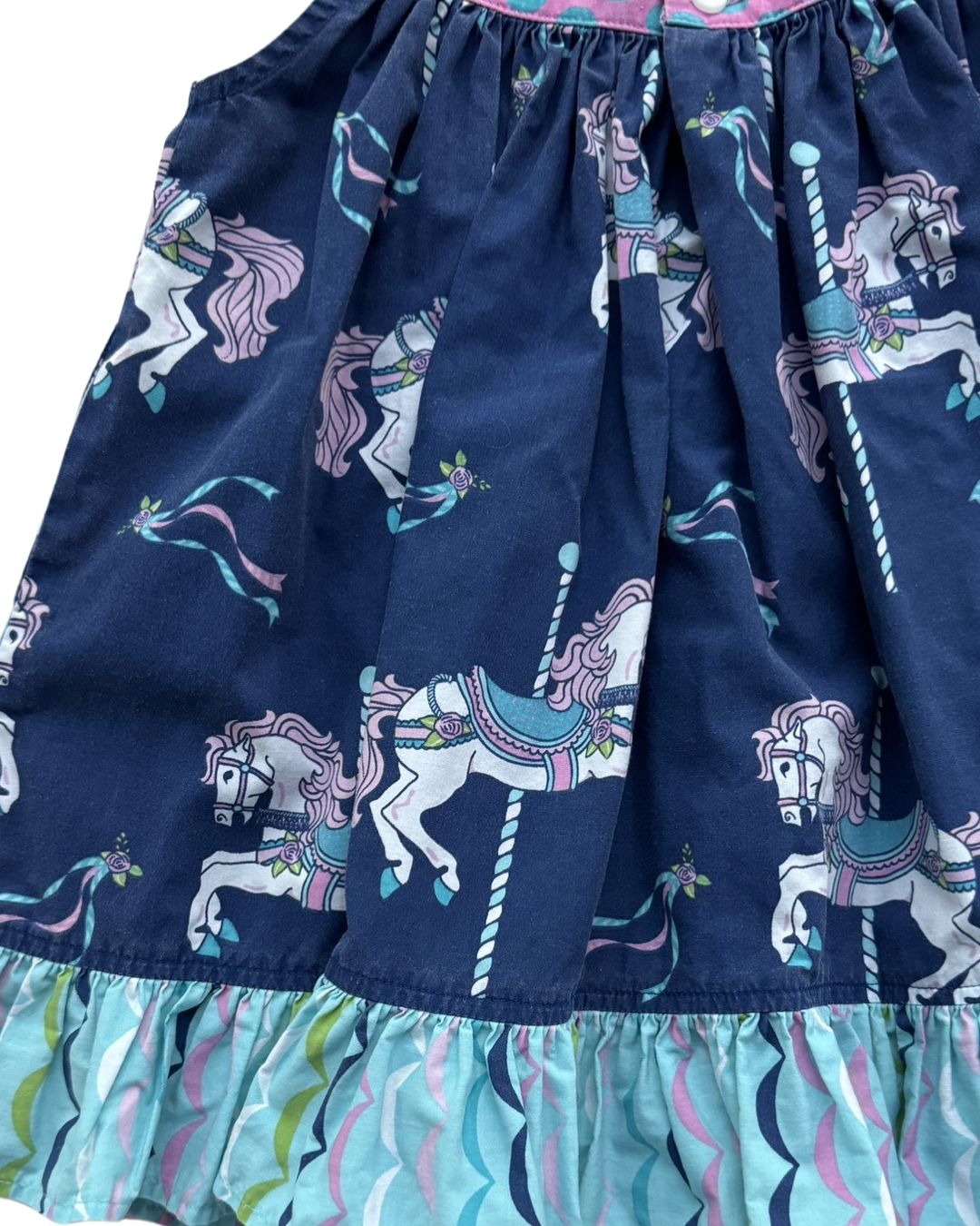2T Toddler Girl Eleanor Rose Gigi Blue Carrousel Horse Dress