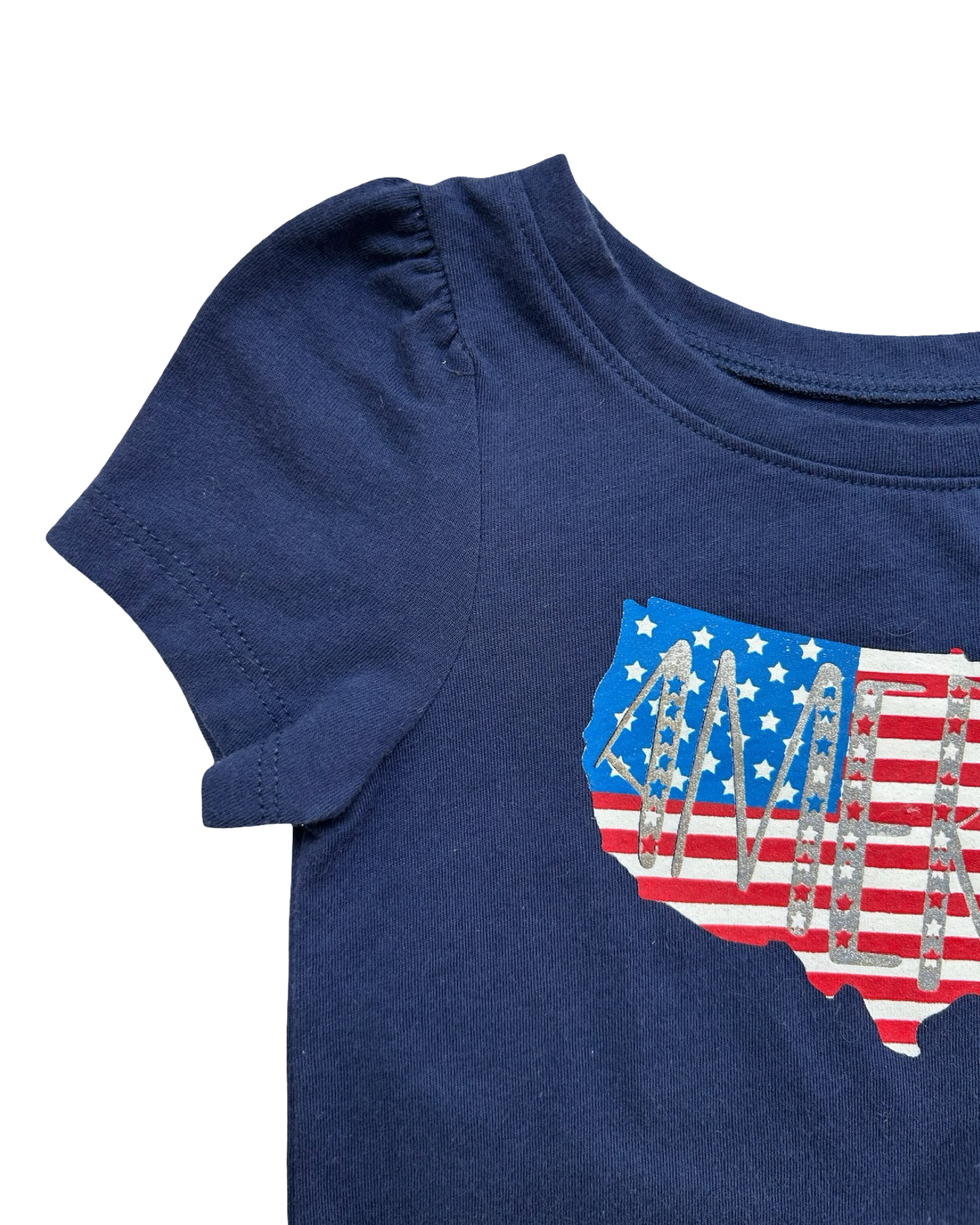 2T Toddlers Girls Circo Patriotic 4Th Of July, American Flag 🇺🇸 Short Sleeve Shirt