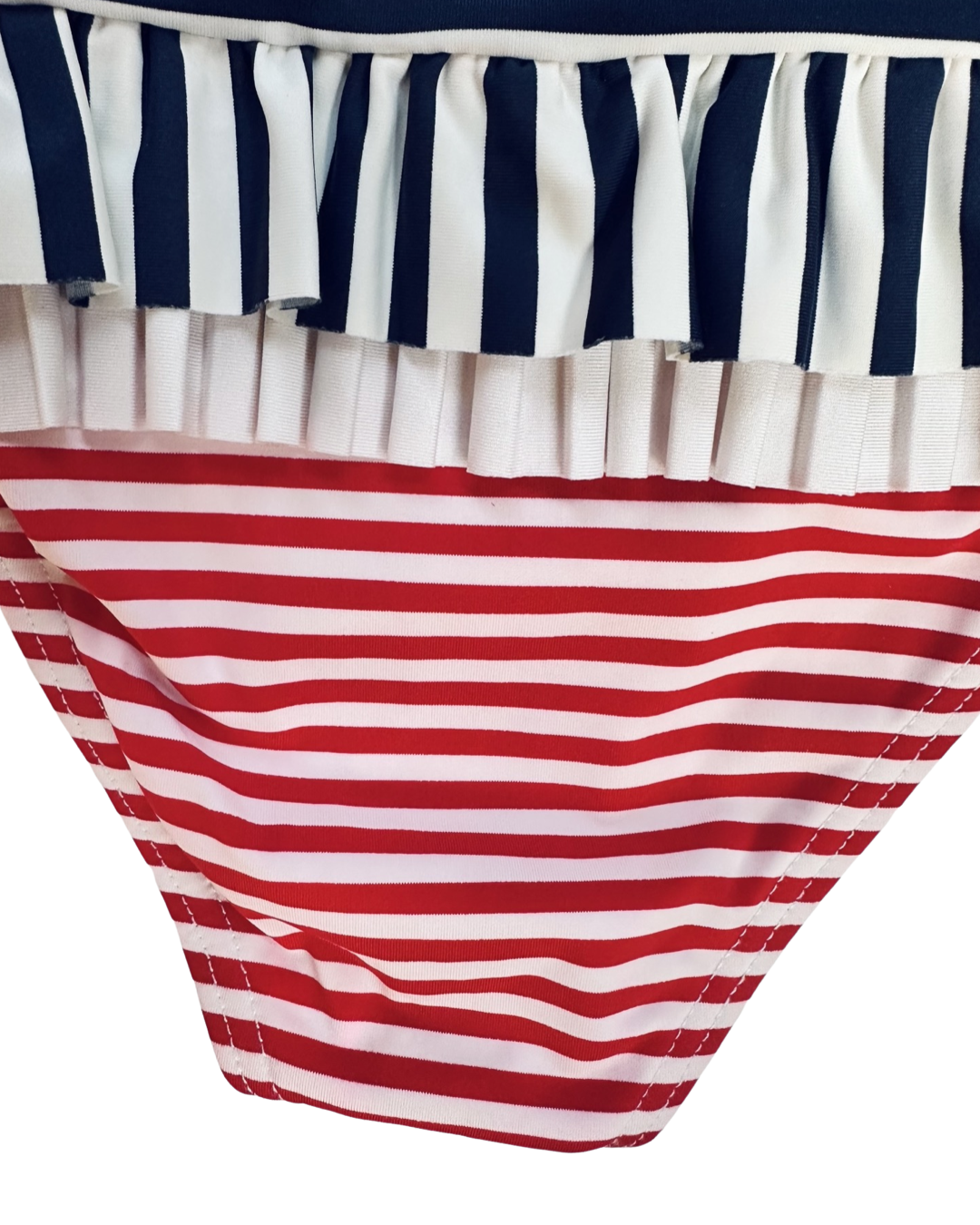 9M Baby Girl Patriotic American Mayoral Girl Red / White / Blue Striped One Piece Swim Suit