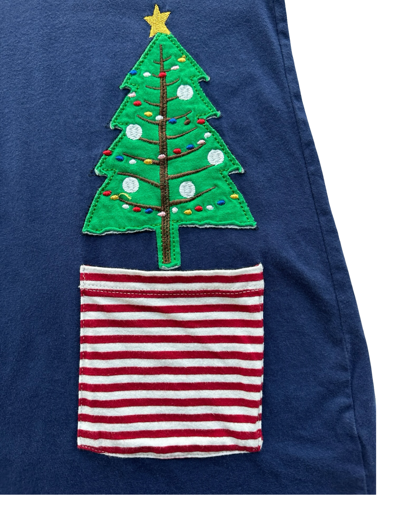 6T Toddler Girls Striped Long Sleeve Christmas Tree Dress