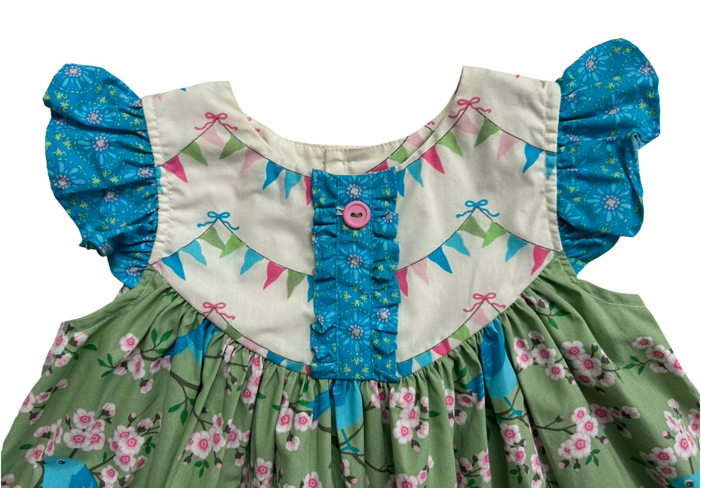 2T Toddler Girls Eleanor Rose Ruffle Birds / Flowers Dress