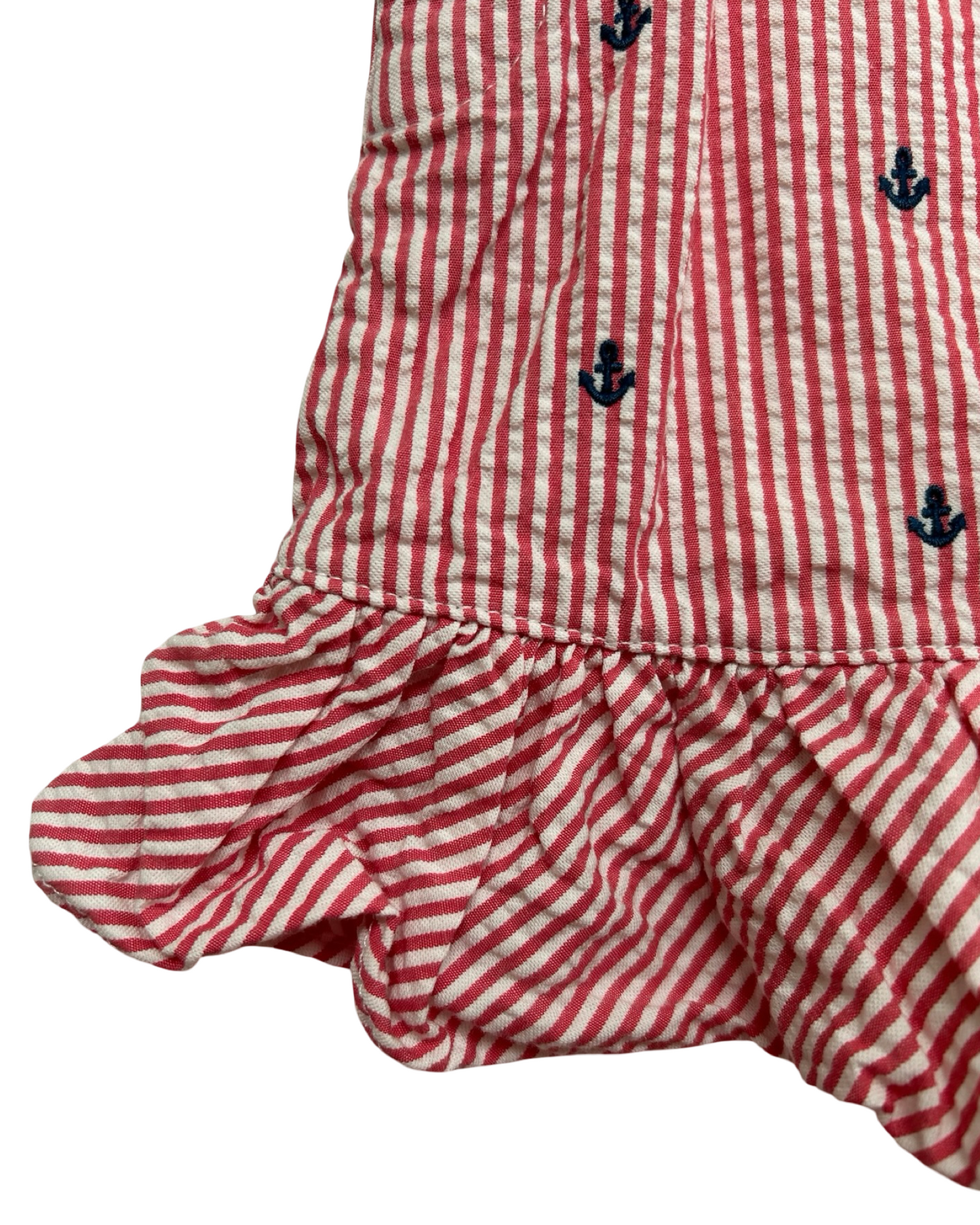 3M Months Baby Girls Ralph Lauren Onesie White And Red / White Striped Overall Dress