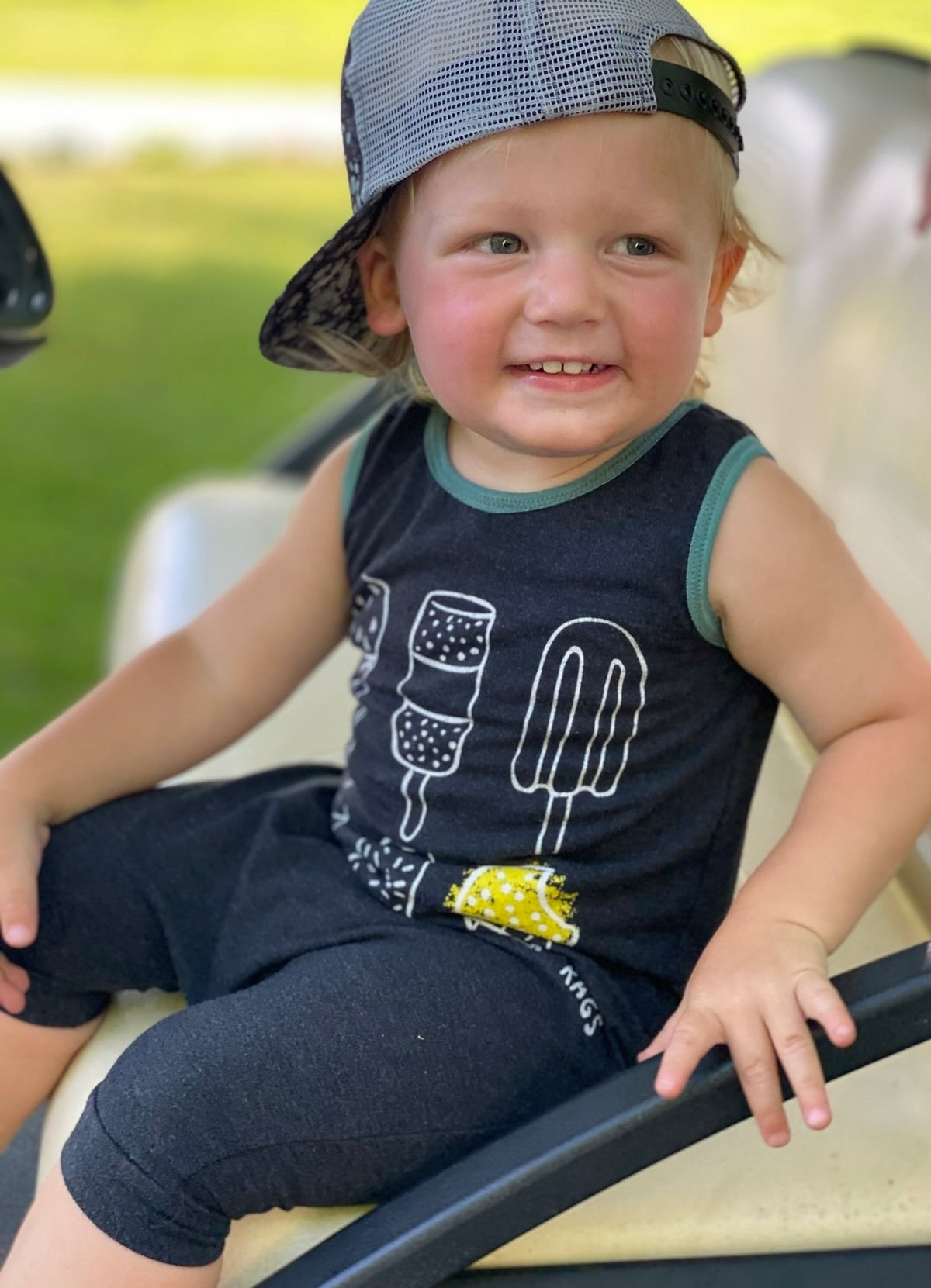 18-24M Baby Boy RAGS to Raches Dark Gray Ice Cream / Popsicle Tank Shortie Romper