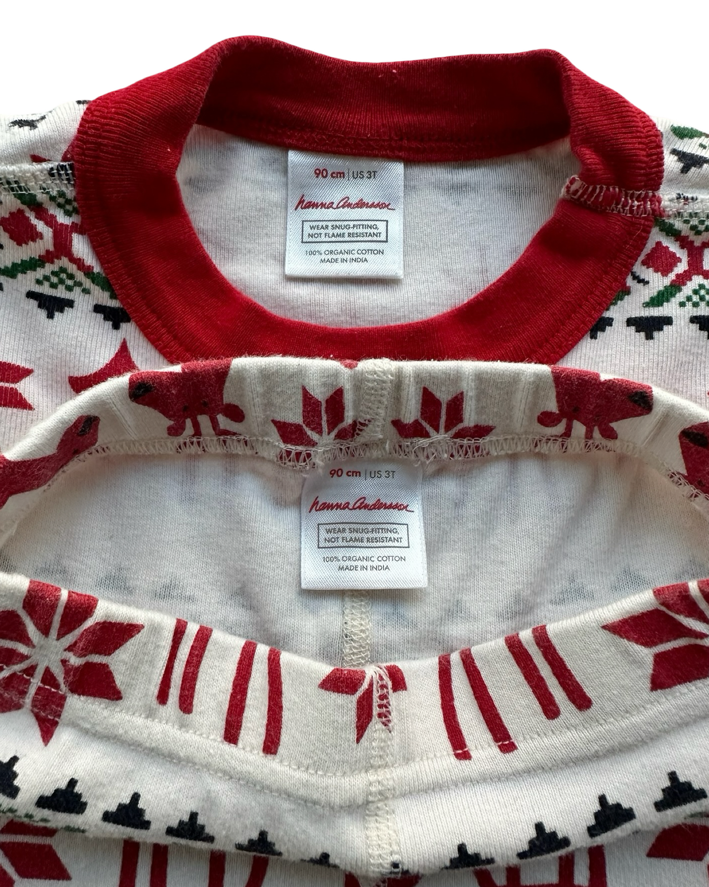 3T Toddler kids (Unisex) Hanna Andersson Dear Dear Organic Cotton Christmas Pjs 2 Pieces Set
