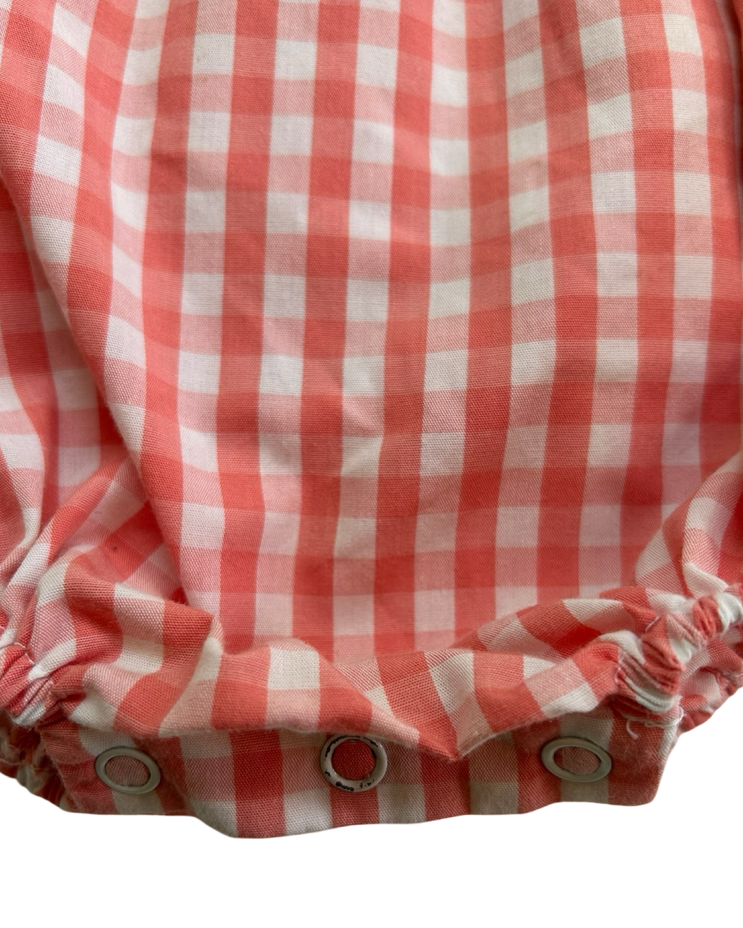 12M Baby Girls Shrimp & Grits Kids Red And White Gingham Pattern Ruffled Mint Green Trim, Embroidered Cherries Bubble Romper.