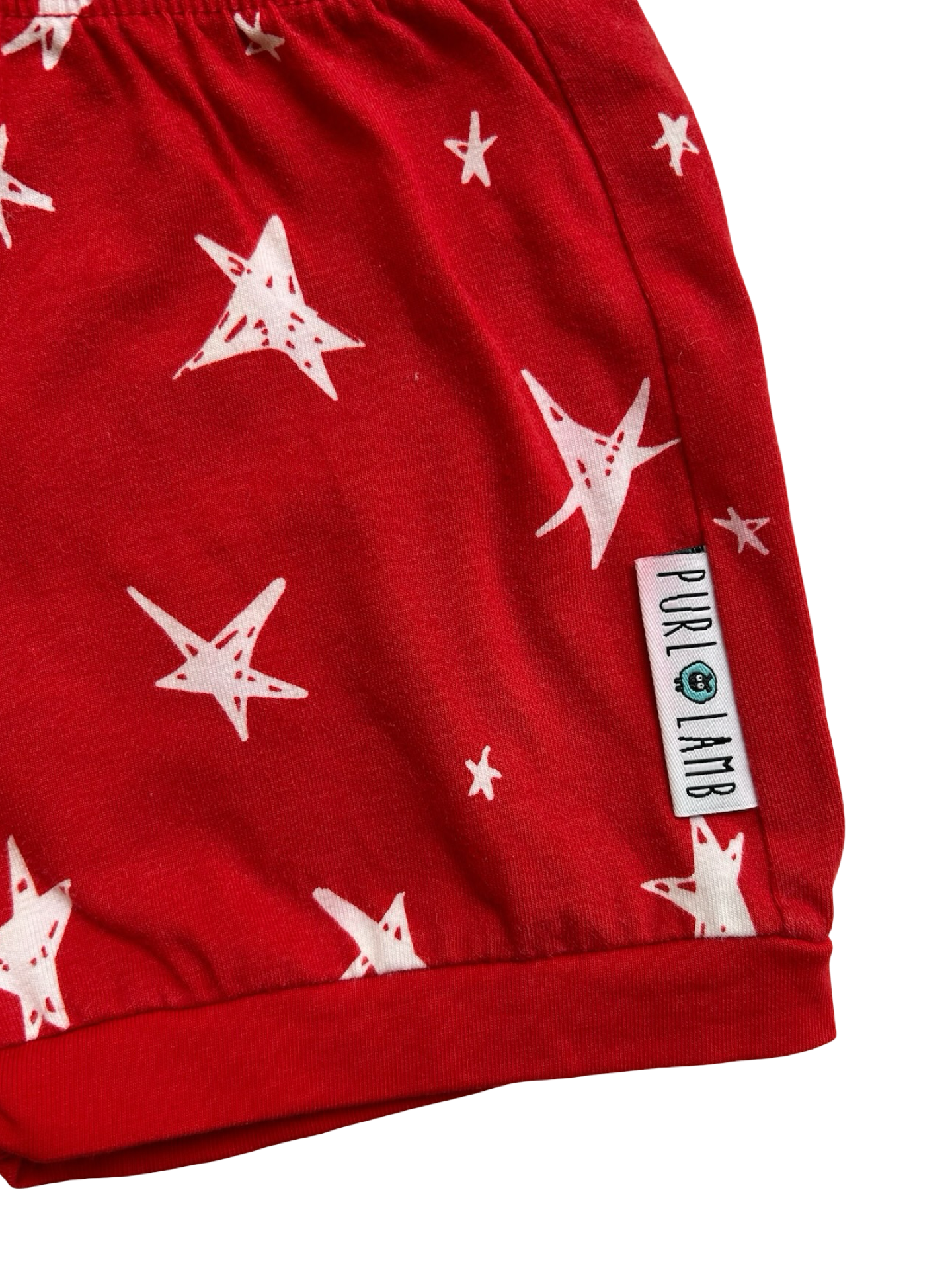 2T-3T Toddlers Girls Purl Lamb Red, Stars ⭐️ White Shirt Top And Short 2 Piece Set.