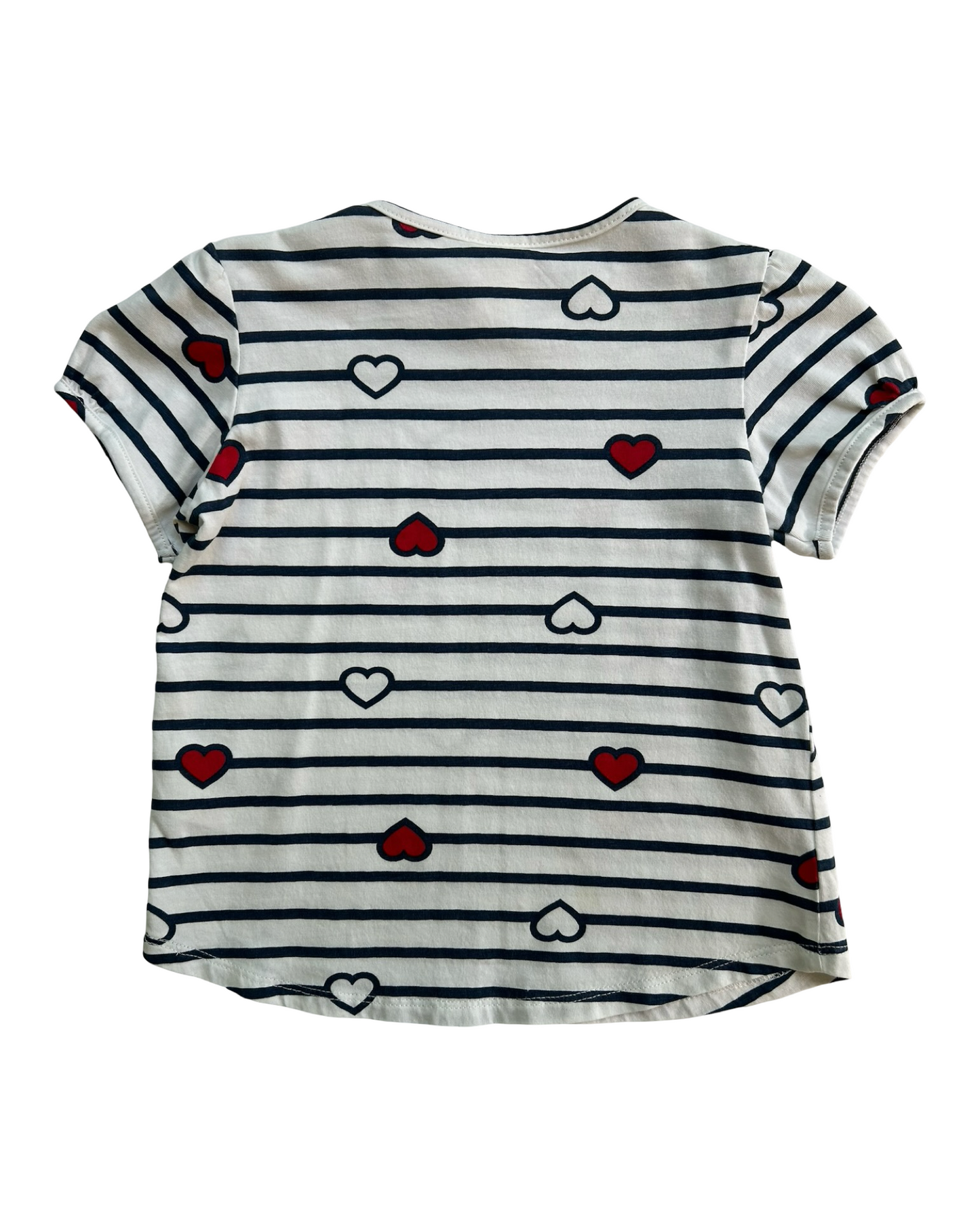 2T Toddlers Girls H&M Blue Striped / Hearts ❤️🤍 Printed Jersey Top