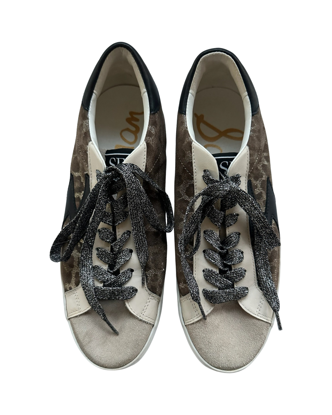 Sam Edelman Women's Size 8.5 Areson Leopard print Women LACE UP Leather Sneakers
