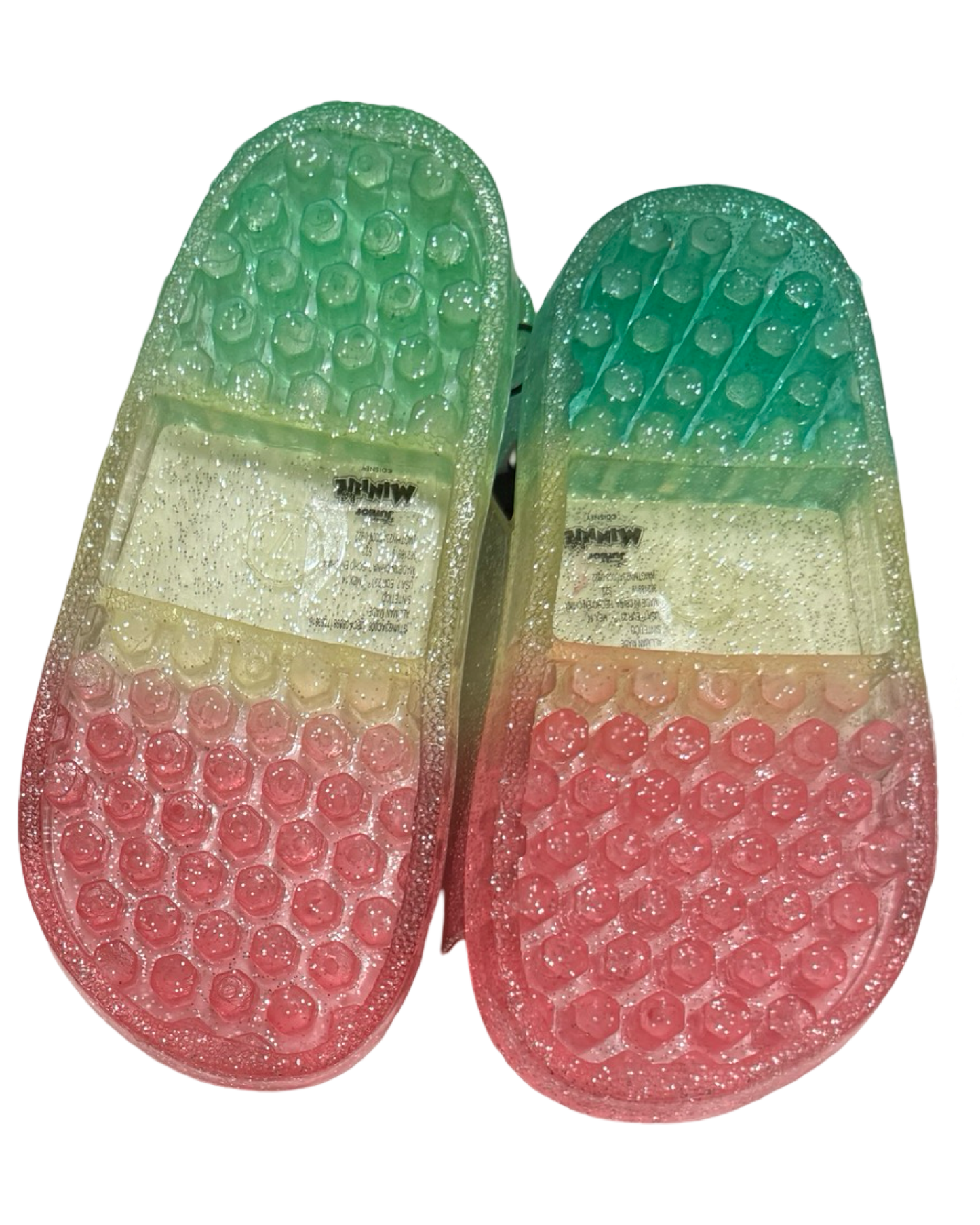 7C Toddler Girl Disney Minnie Mouse and Daisy Pink Glitter Jelly Sandals