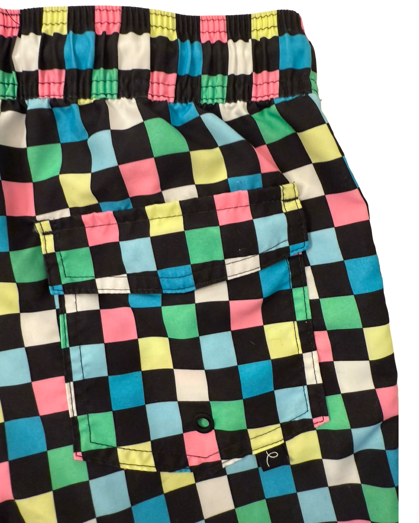 Art Class Black and Green Swim Trunks Shorts with Checkerboard Design size Large 10/12Y Boys