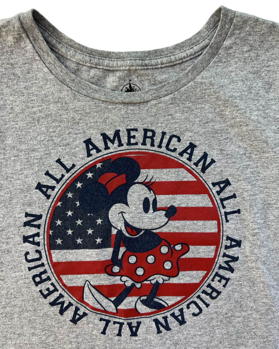 Youth Girls Size 10Y /12Y Large Disney All American Gray Minnie Mouse T-shirt