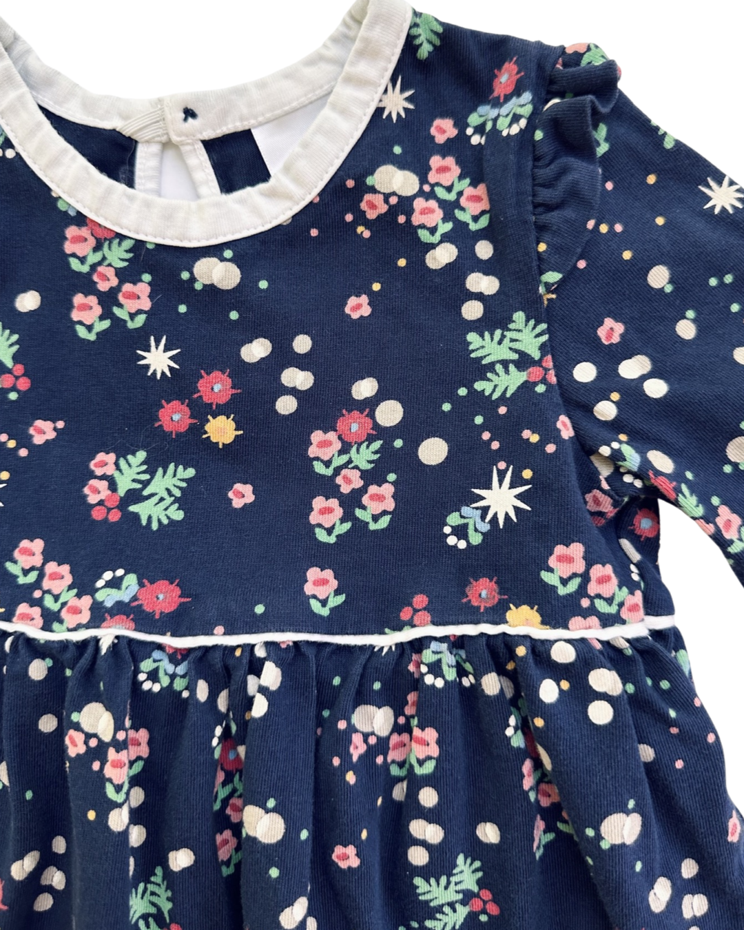 2T Toddler Girl Hanna Andersson Navy Floral along Sleeve Bubble