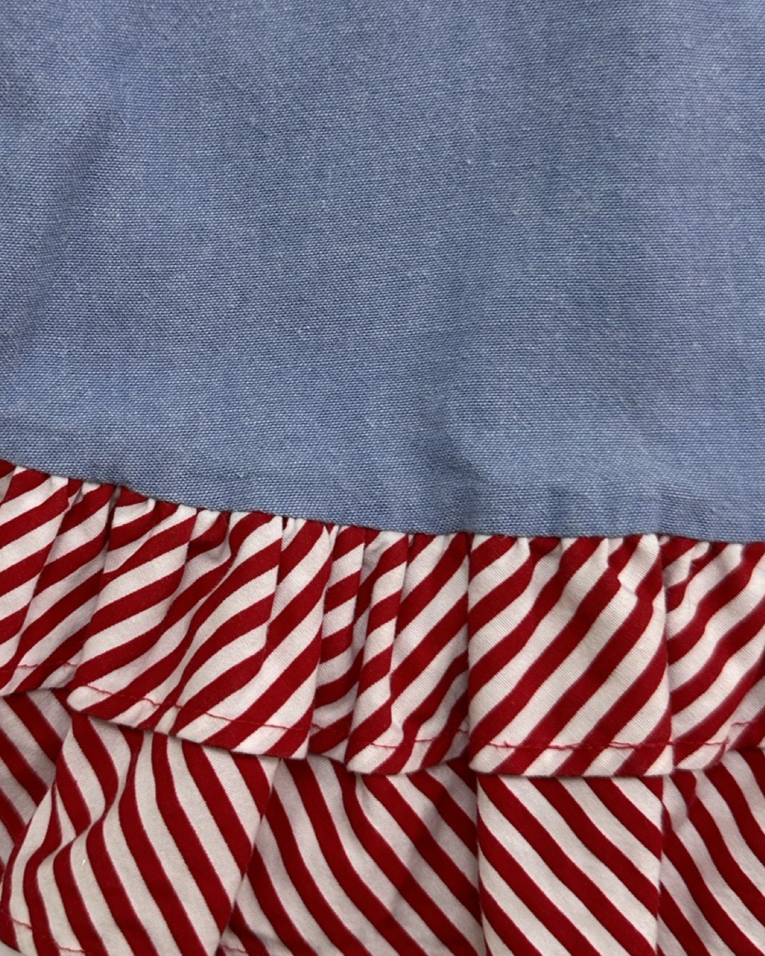 12M Baby Girl Bonnie Baby Chambray Patriotic Dress with Embroidered Fireworks and Red / White & Blue Bows