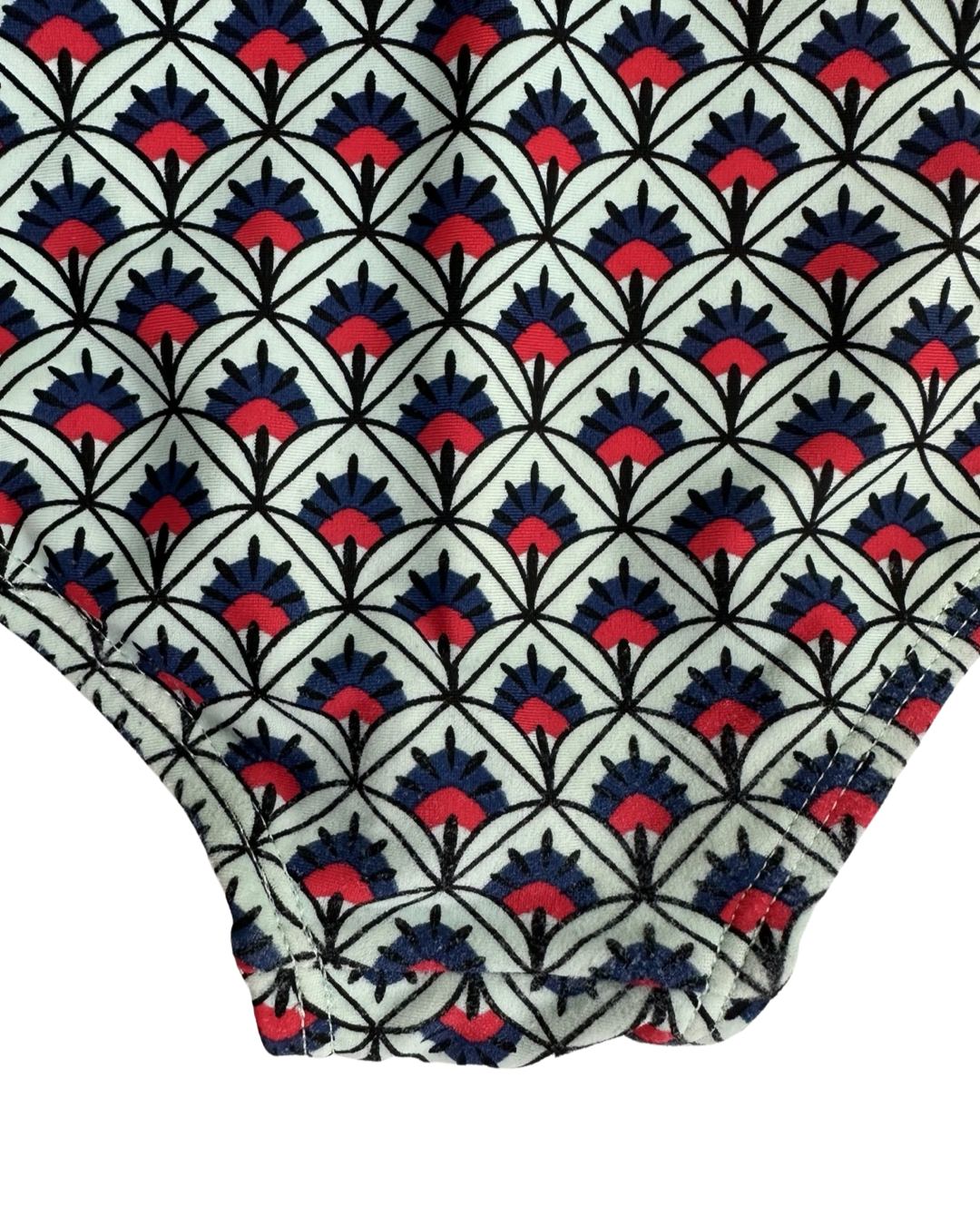 2T Toddler Girl Tea Collection Red / Aqua Geometric One Piece Swim Suit