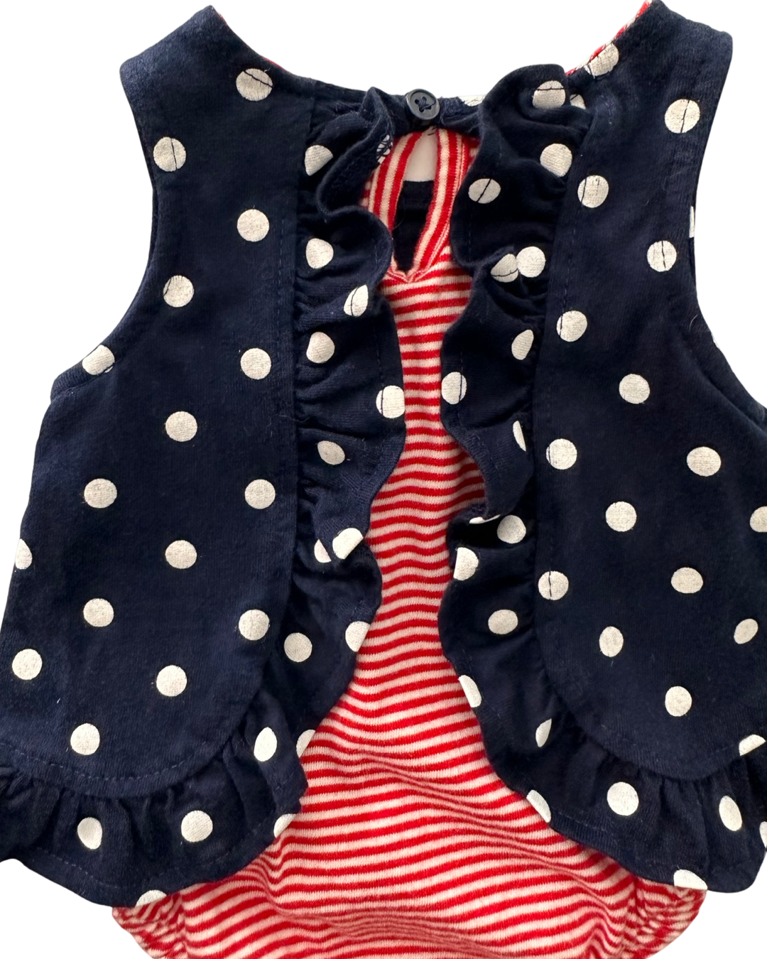Newborn Baby Girl Carters Child of Mine Navy / White Polka Dot Dress Onsie