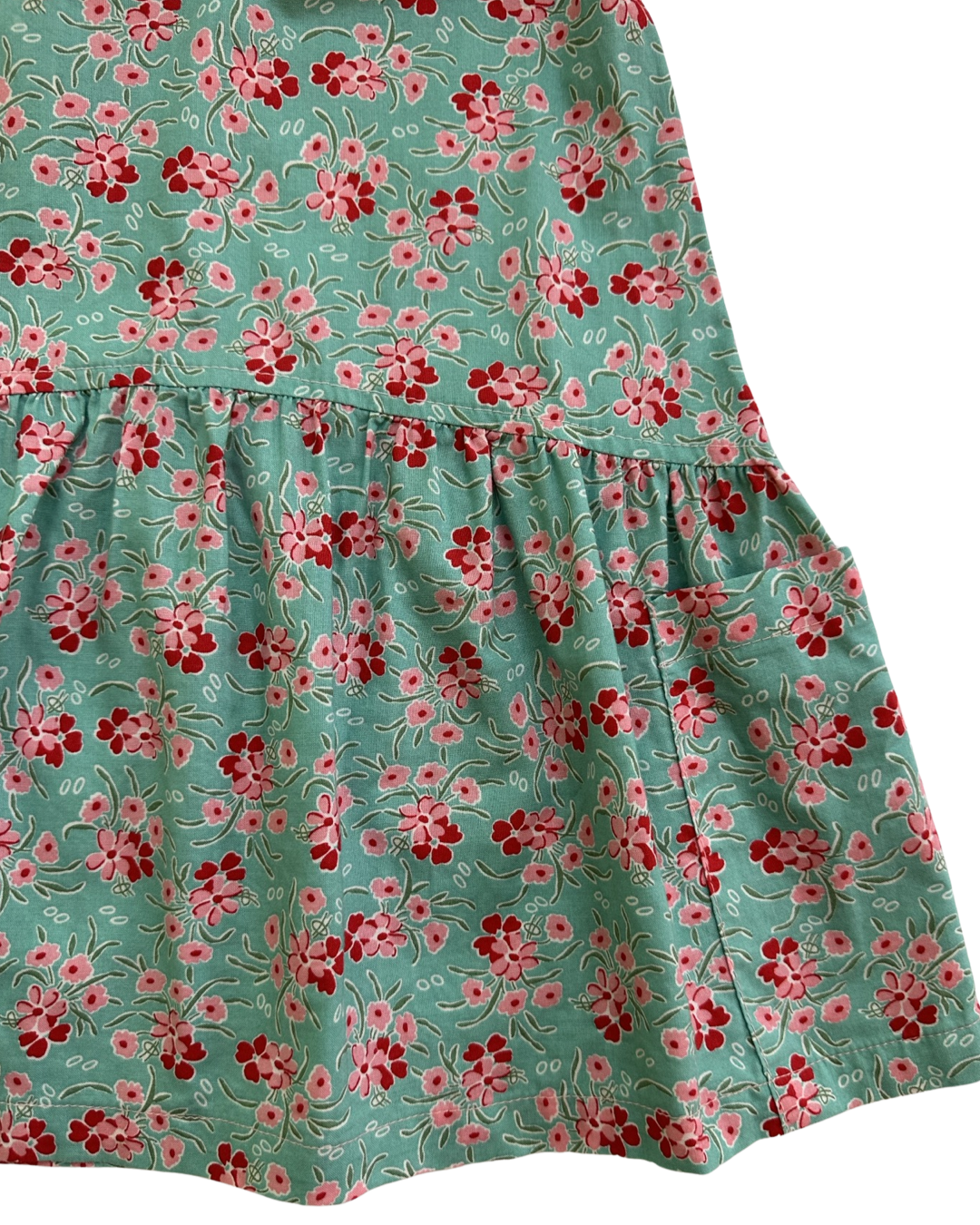 4-5 Toddler Girl Lucky Jade Green & Pink Floral Flutter Sleeve Dress.
