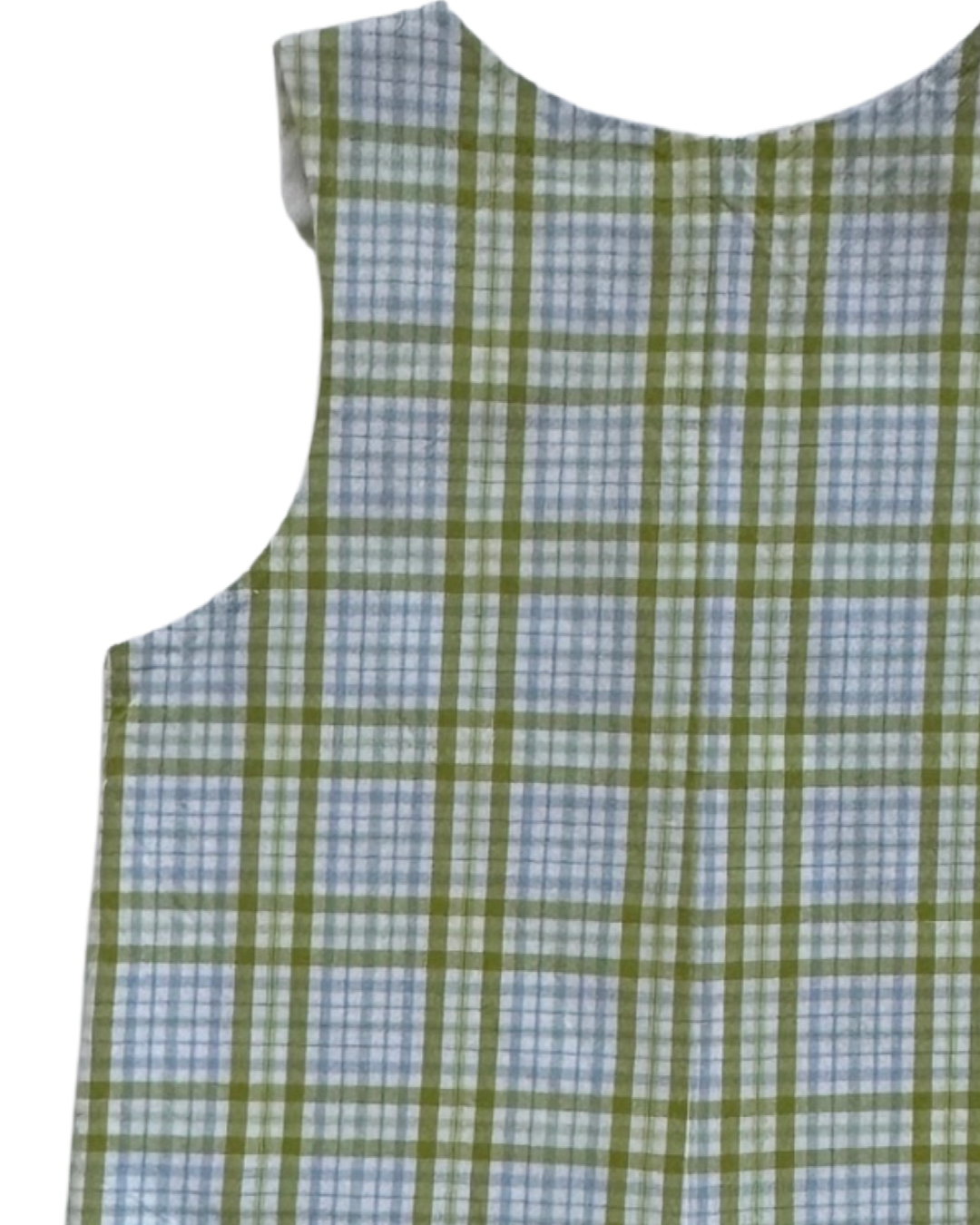 24M Baby Boy Glorimont Green / Blue Plaid Tractor John John Romper