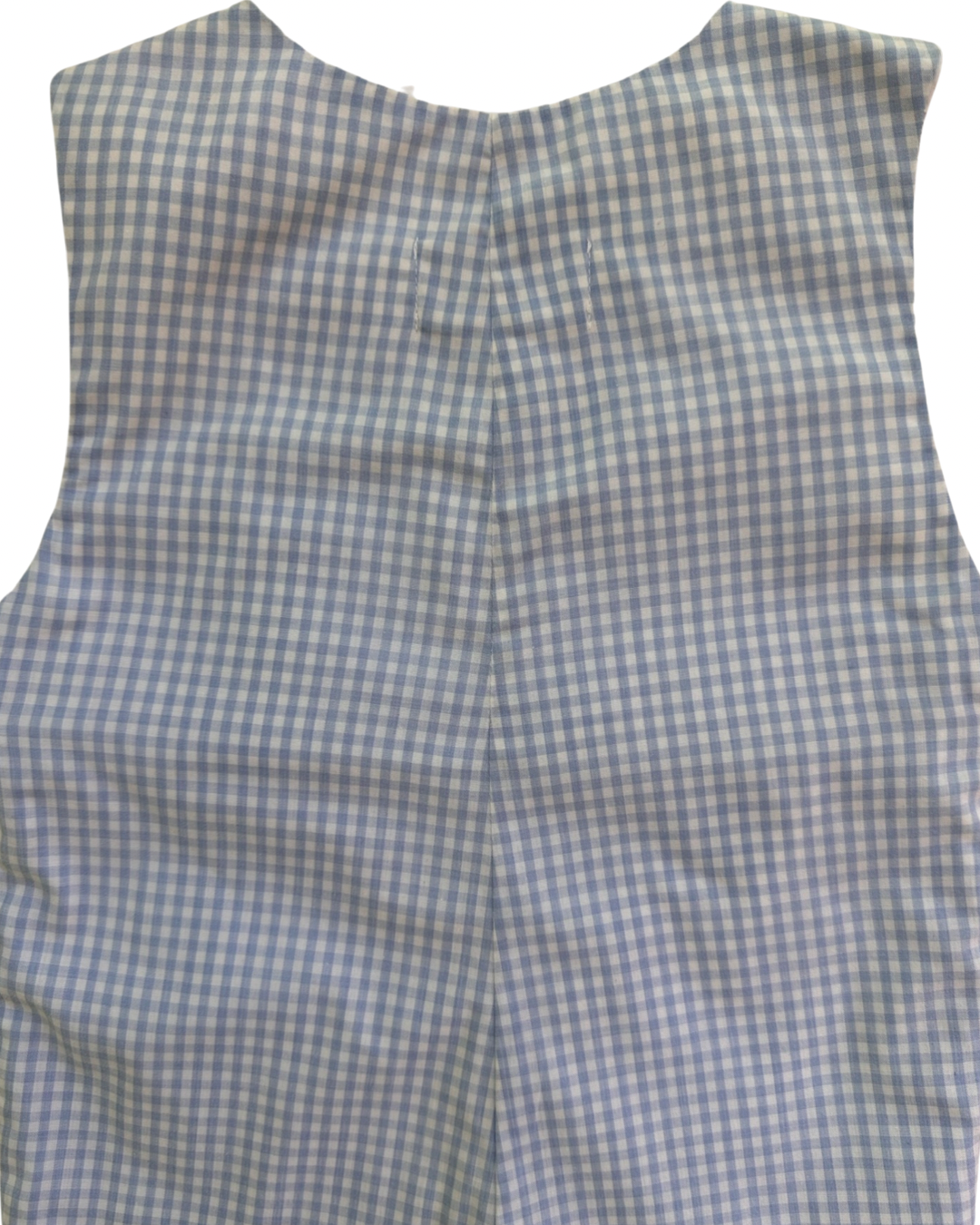 2T Toddler Boy Blue Gingham Foxy & Bear Smocked Bulldog Romper