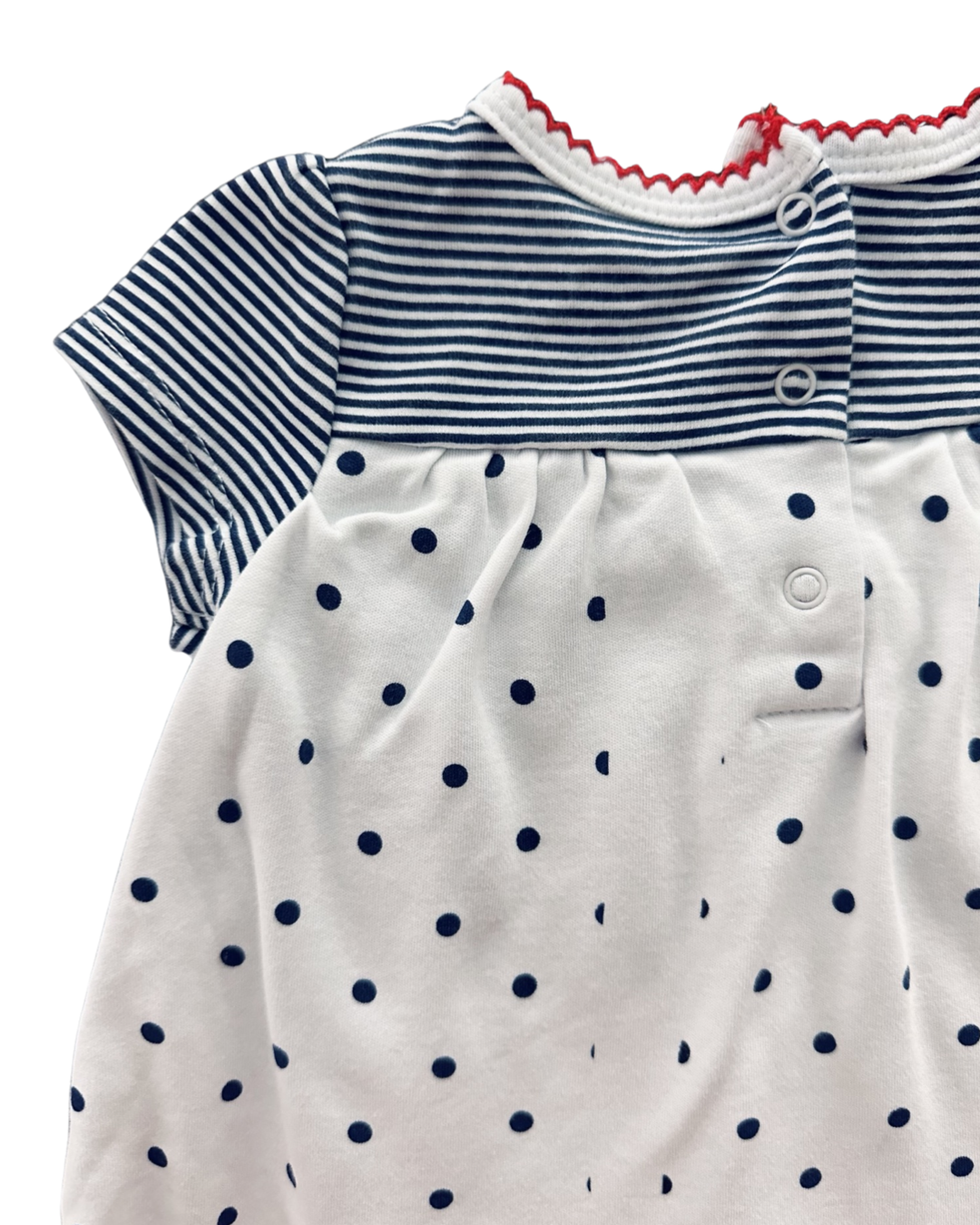 3M Baby Girl Little Me Navy / White Polka Dot Ladybug Onesie Dress