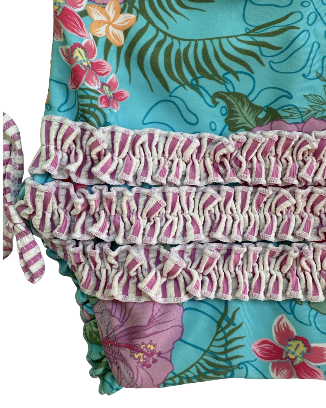 0-3M Baby Girl Hawaiian Print Rufflebutts RashGuard Swim Suit