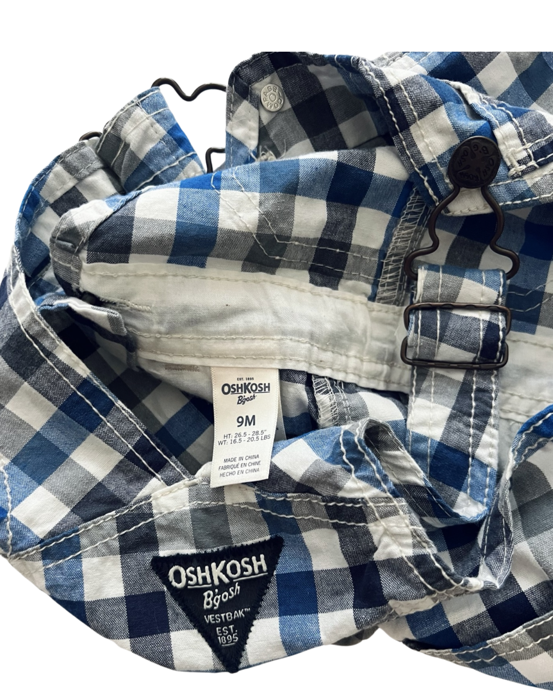 9M Baby Boy OshKosh B’Gosh Blue Plaid Overalls