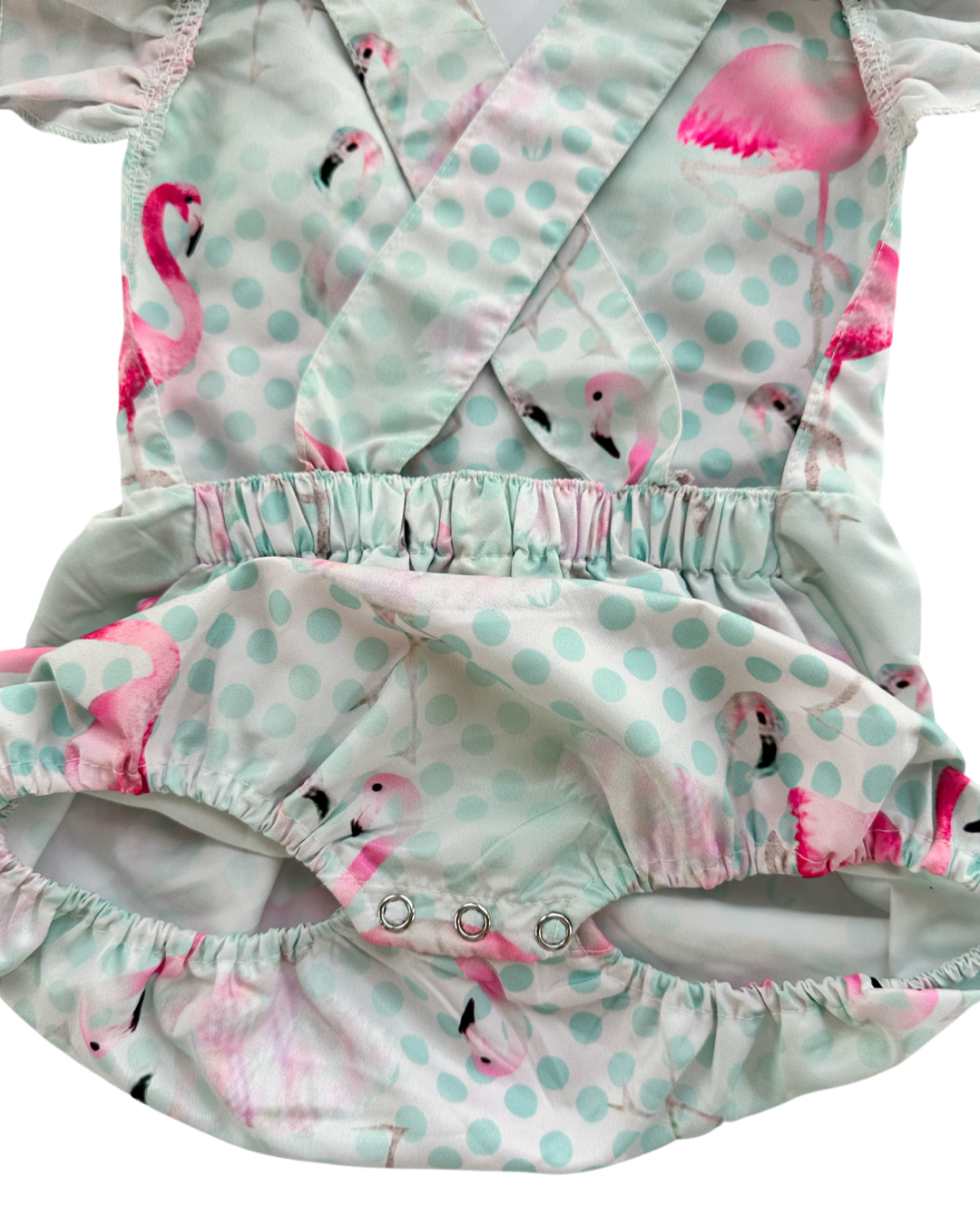 2T Toddler Girl Boutique Flamingo Crossback Bubble Romper