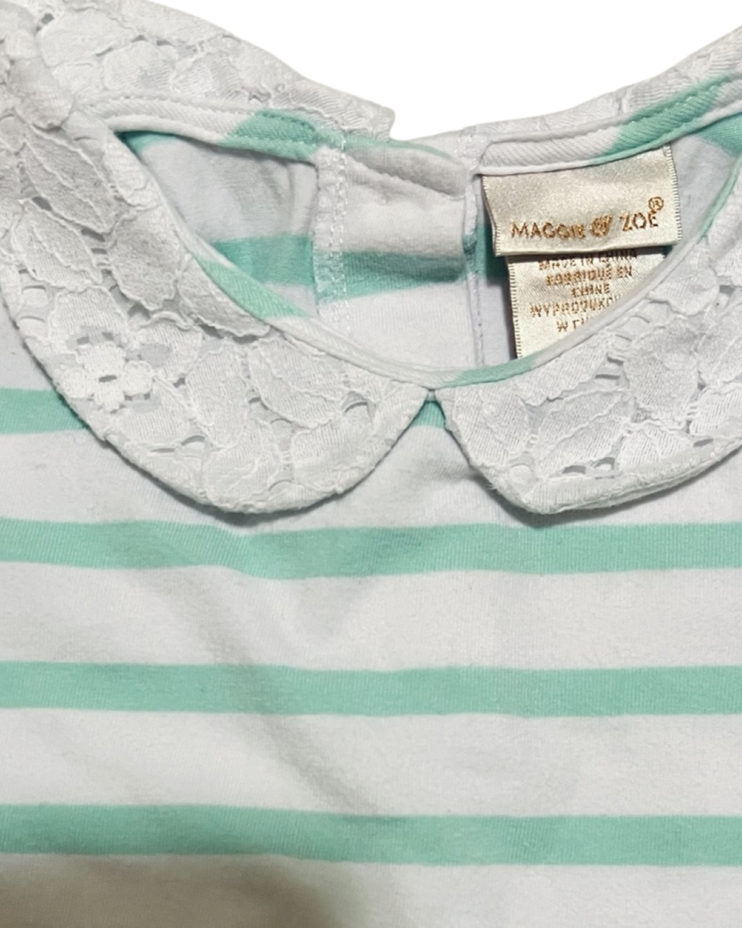 2T Toddler Girl Maggie & Zoe Aqua Striped Short Sleeve Shirt