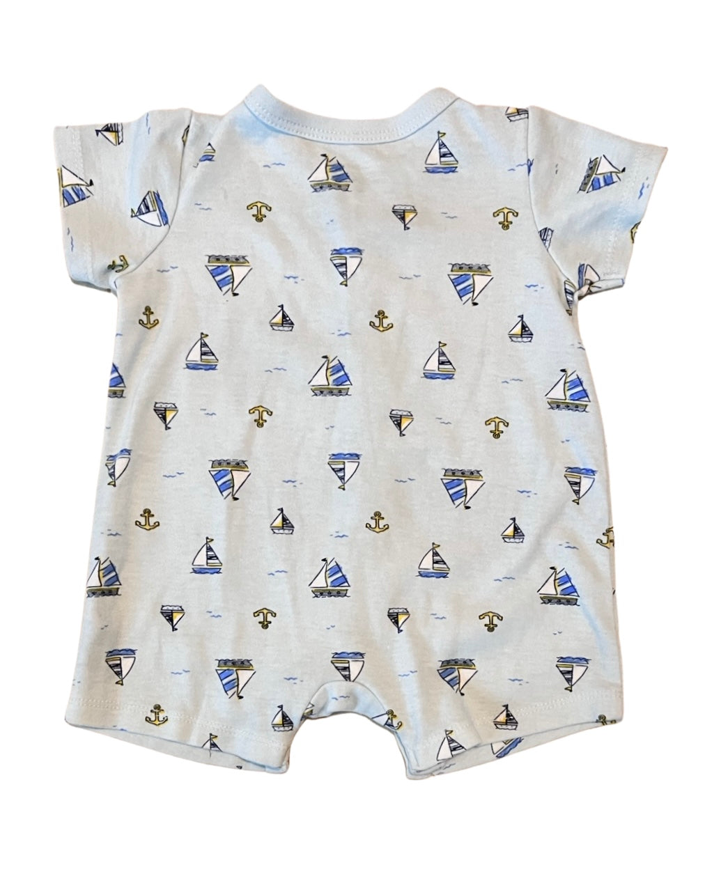 6M Baby Boy Little Me Light Blue Sailboat Romper
