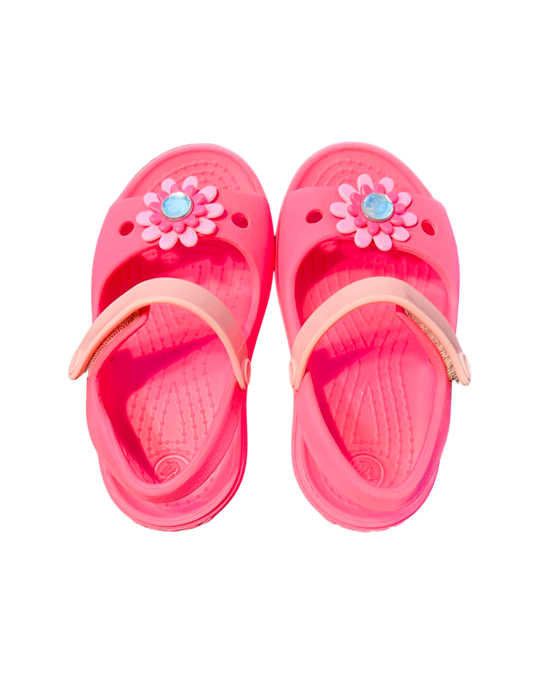 6C Toddler Girl Pink Croc Flower Sandals