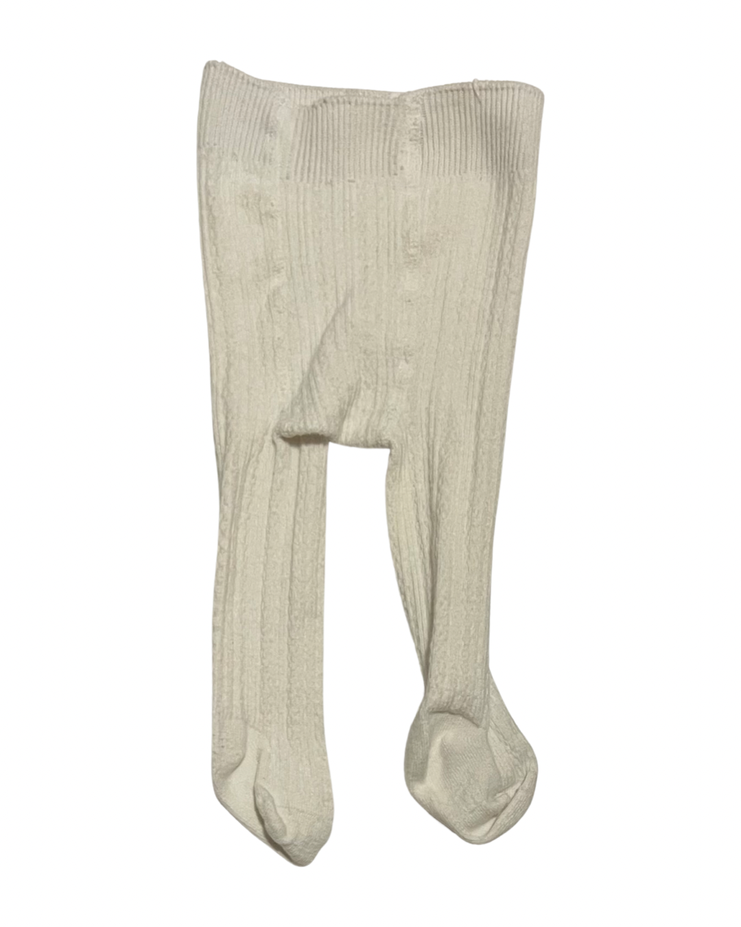 6-12M Baby Girl Cream Ribbed Knit Tights